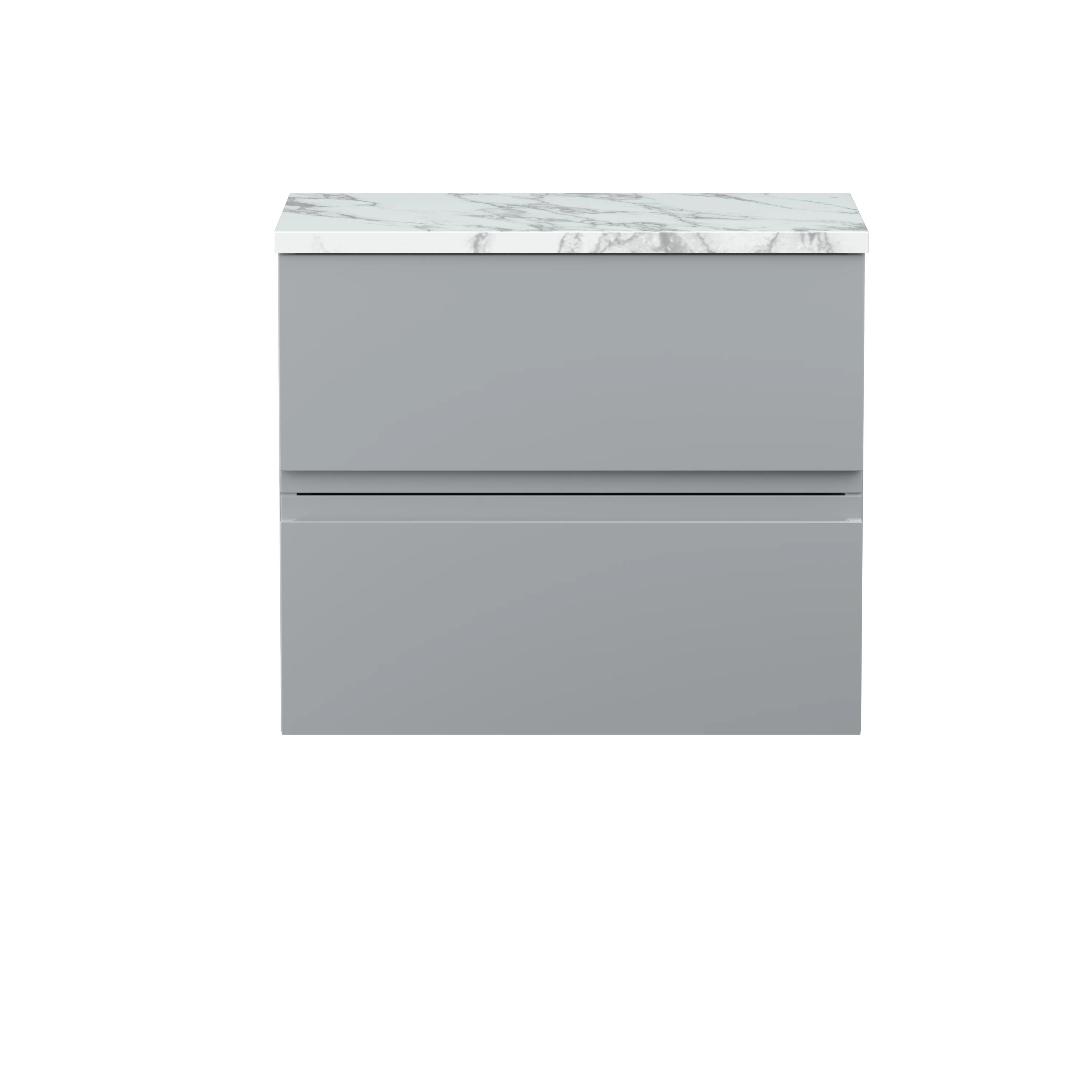 Hudson Reed Urban 600mm Wall Hung 2-Drawer Unit & Laminate Worktop - Satin Grey