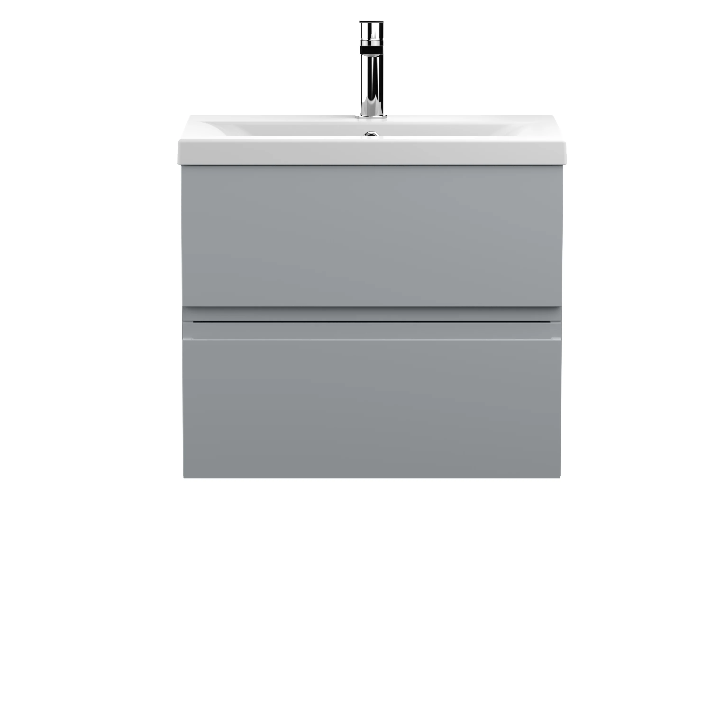 Hudson Reed Urban 600mm Wall Hung 2-Drawer Vanity Unit & Basin 1 - Satin Grey