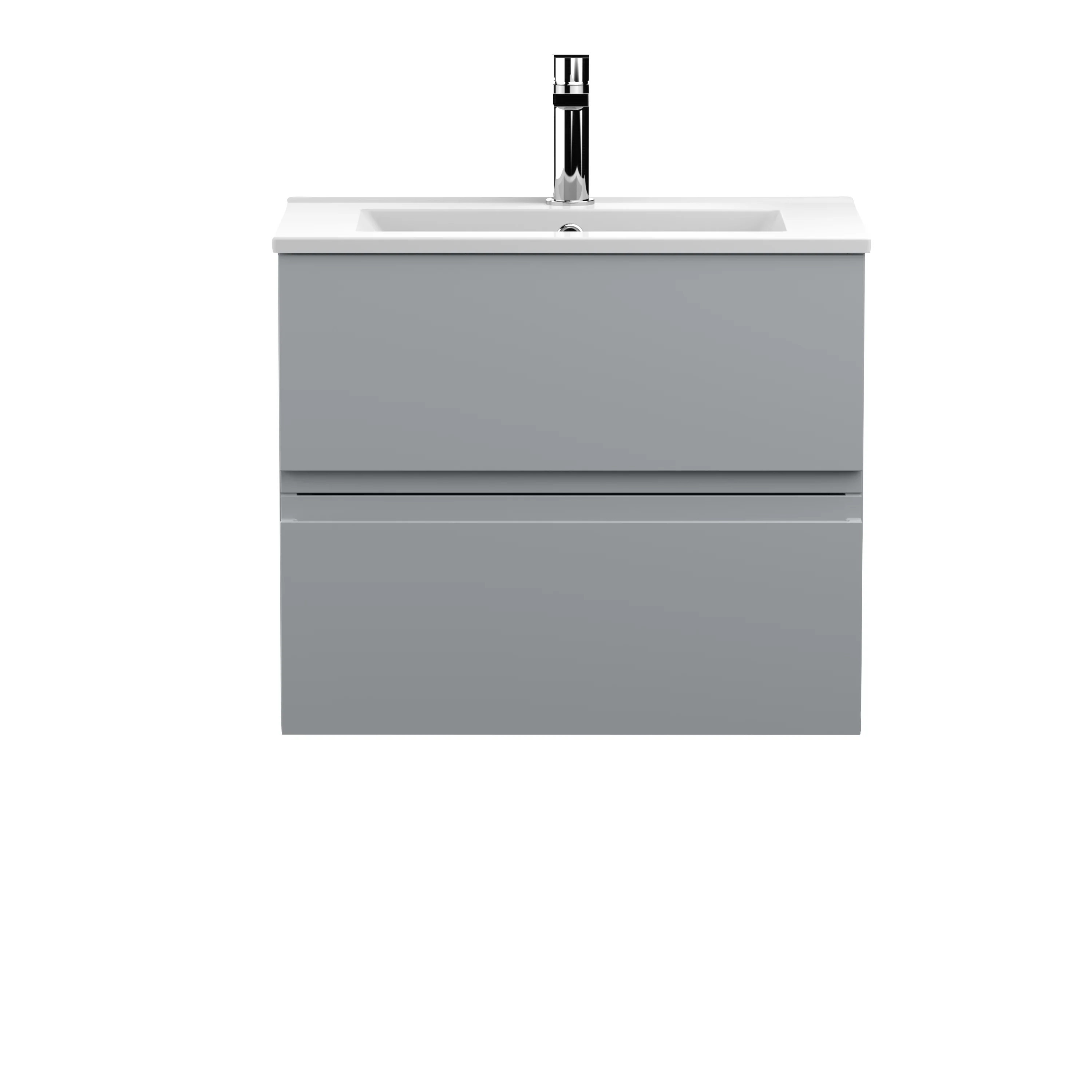 Hudson Reed Urban 600mm Wall Hung 2-Drawer Vanity Unit & Basin 2 - Satin Grey