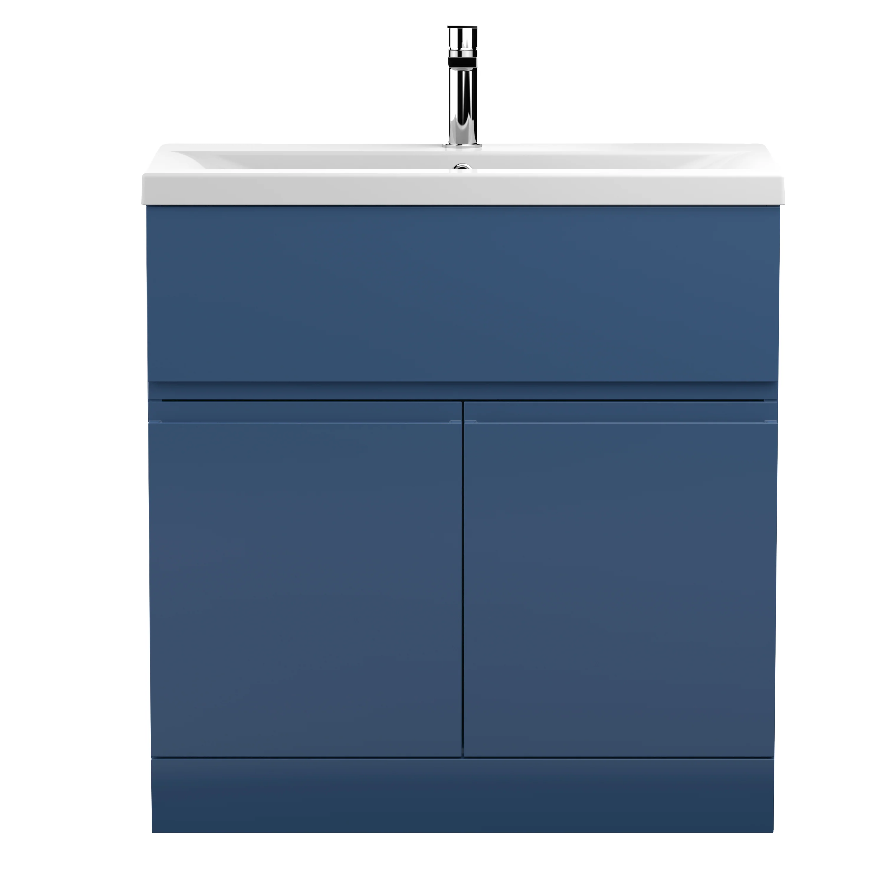 Hudson Reed Urban 800mm Floor Standing 2-Door Vanity Unit & Basin 1 - Satin Blue
