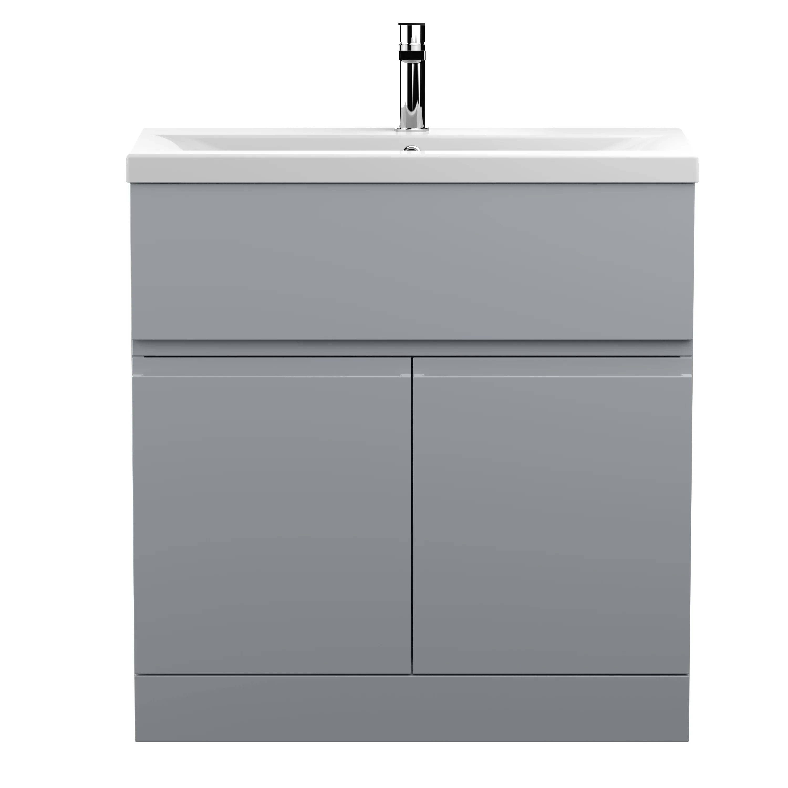Hudson Reed Urban 800mm Floor Standing 2-Door Vanity Unit & Basin 1 - Satin Grey