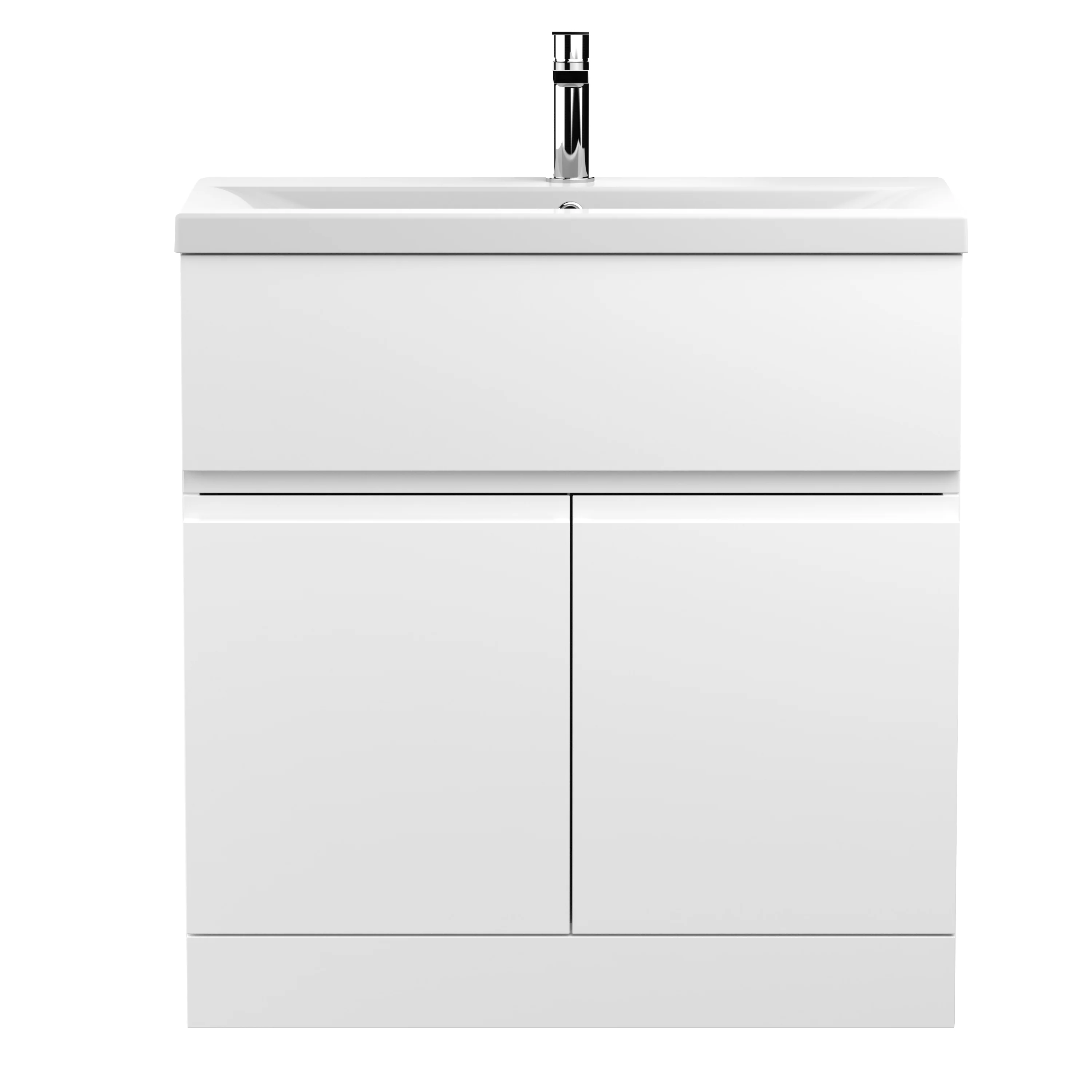 Hudson Reed Urban 800mm Floor Standing 2-Door Vanity Unit & Basin 1 - Satin White