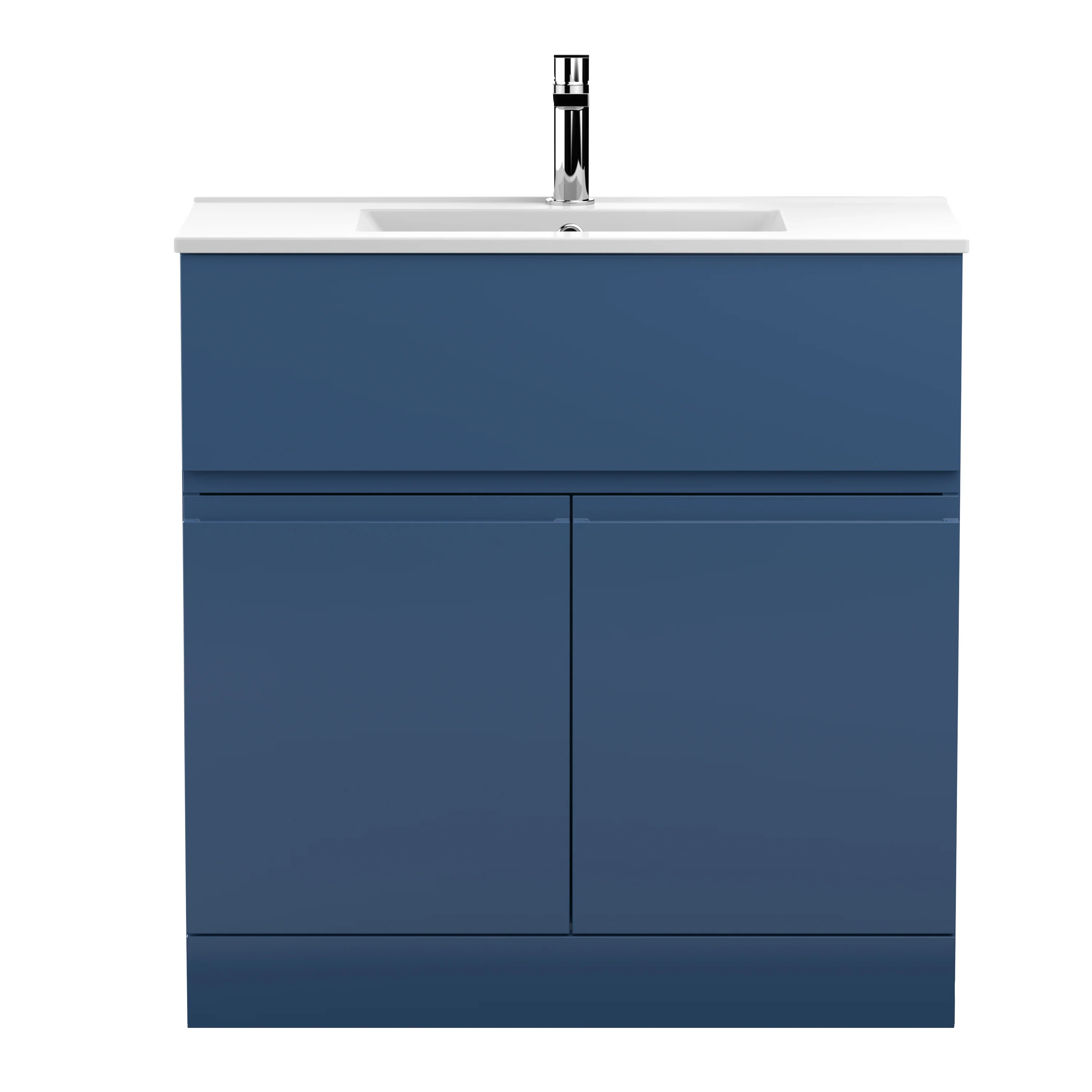 Hudson Reed Urban 800mm Floor Standing 2-Door Vanity Unit & Basin 2 - Satin Blue