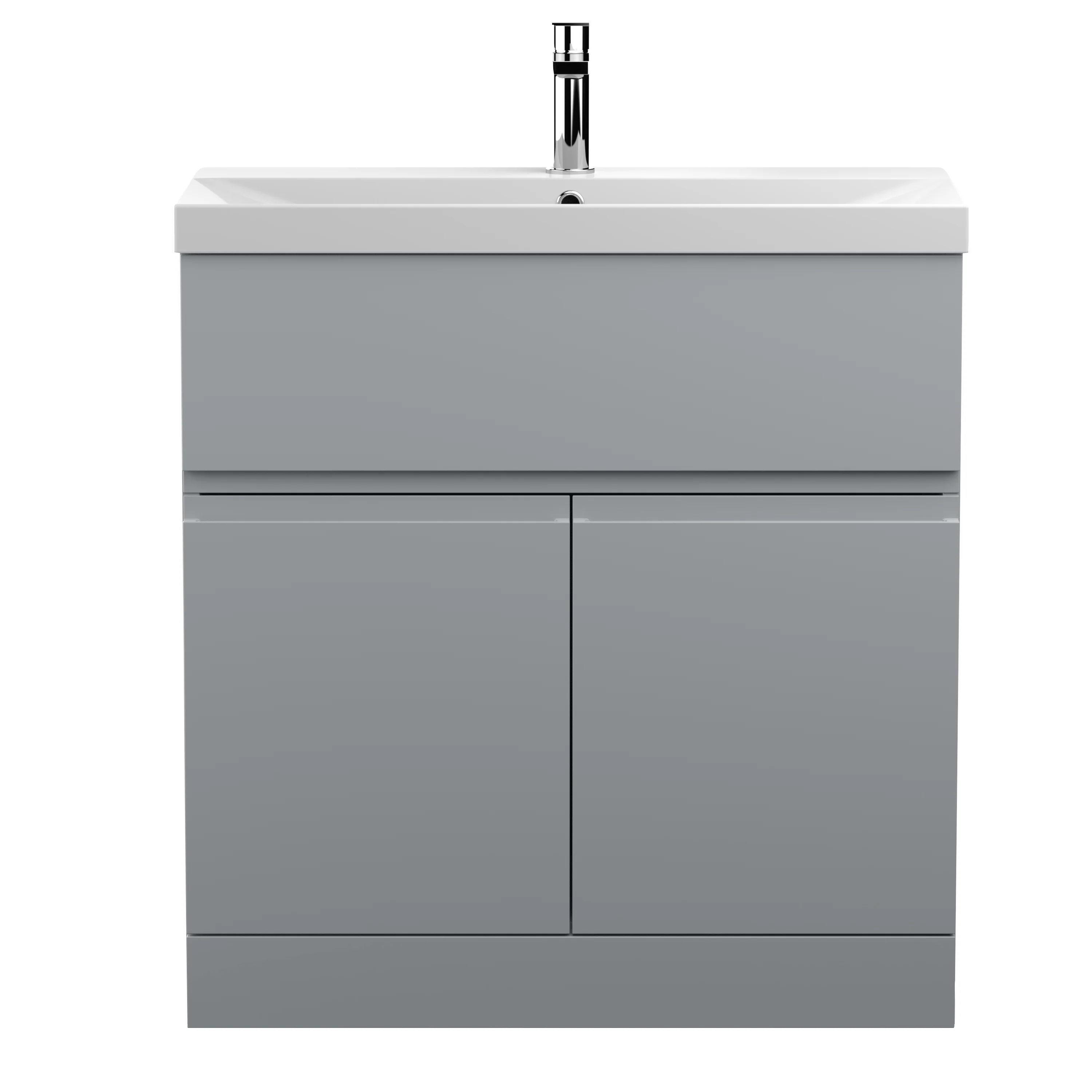 Hudson Reed Urban 800mm Floor Standing 2-Door Vanity Unit & Basin 3 - Satin Grey