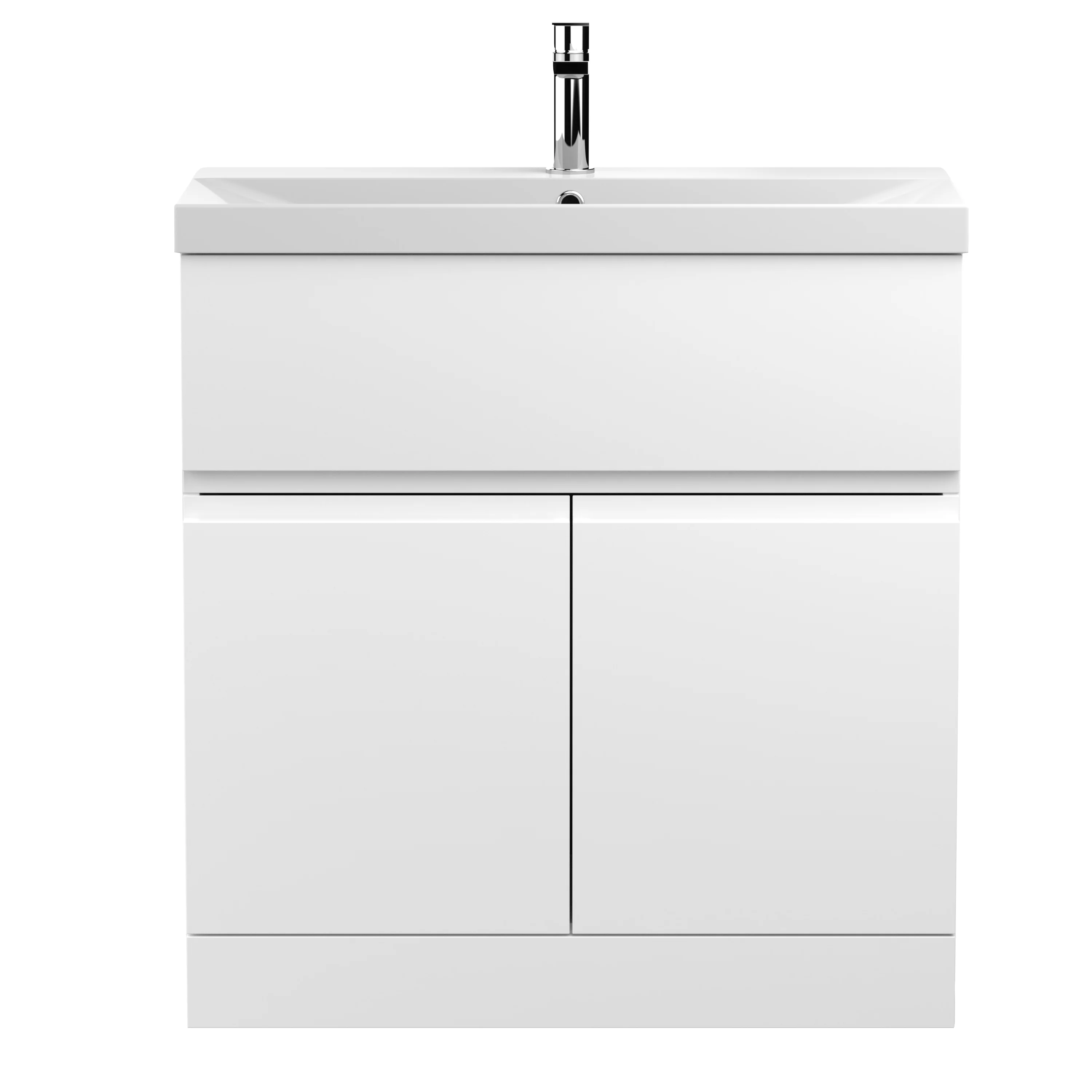 Hudson Reed Urban 800mm Floor Standing 2-Door Vanity Unit & Basin 3 - Satin White