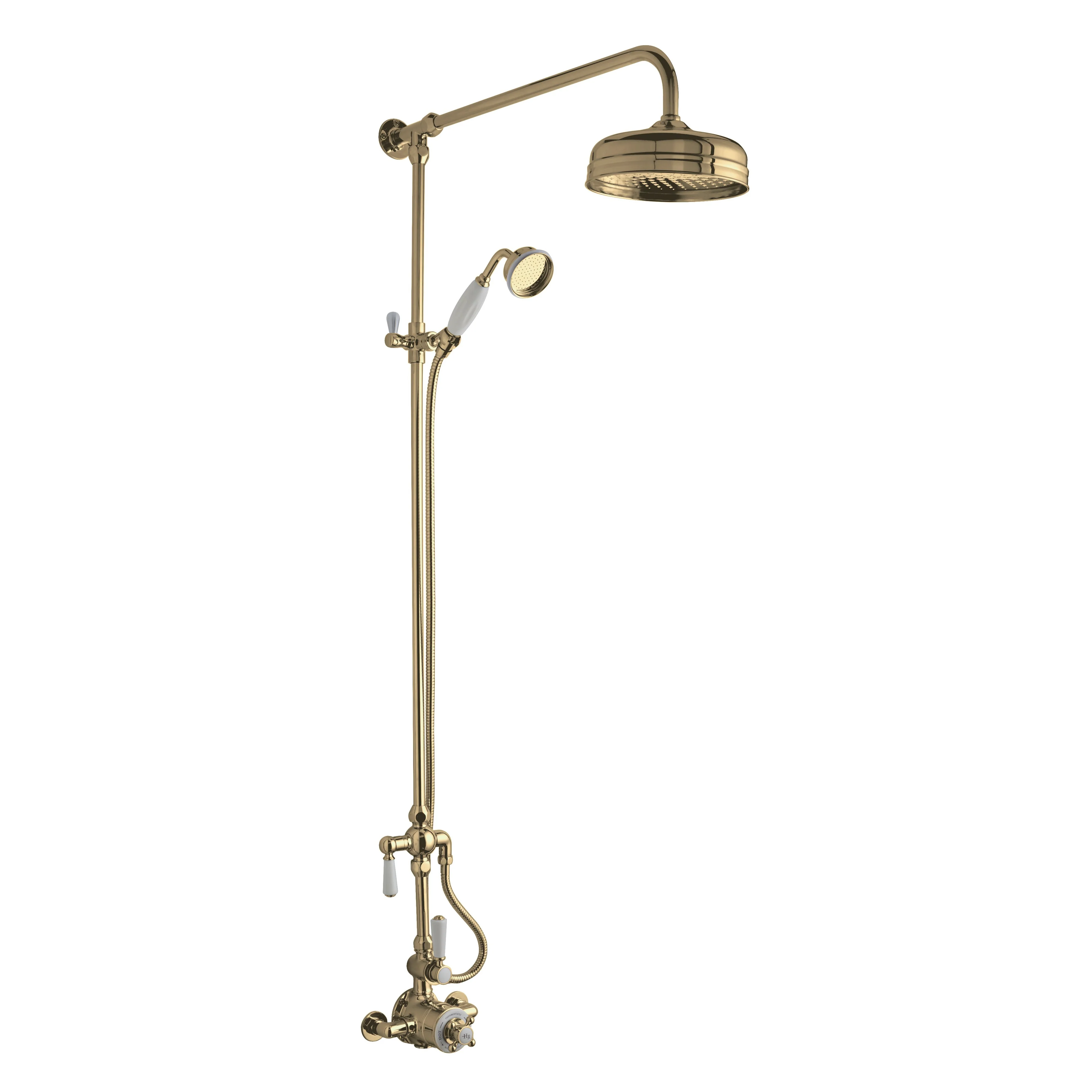 Hudson Reed Wall Mounted Thermostatic Shower Valve & Kit - Brushed Brass