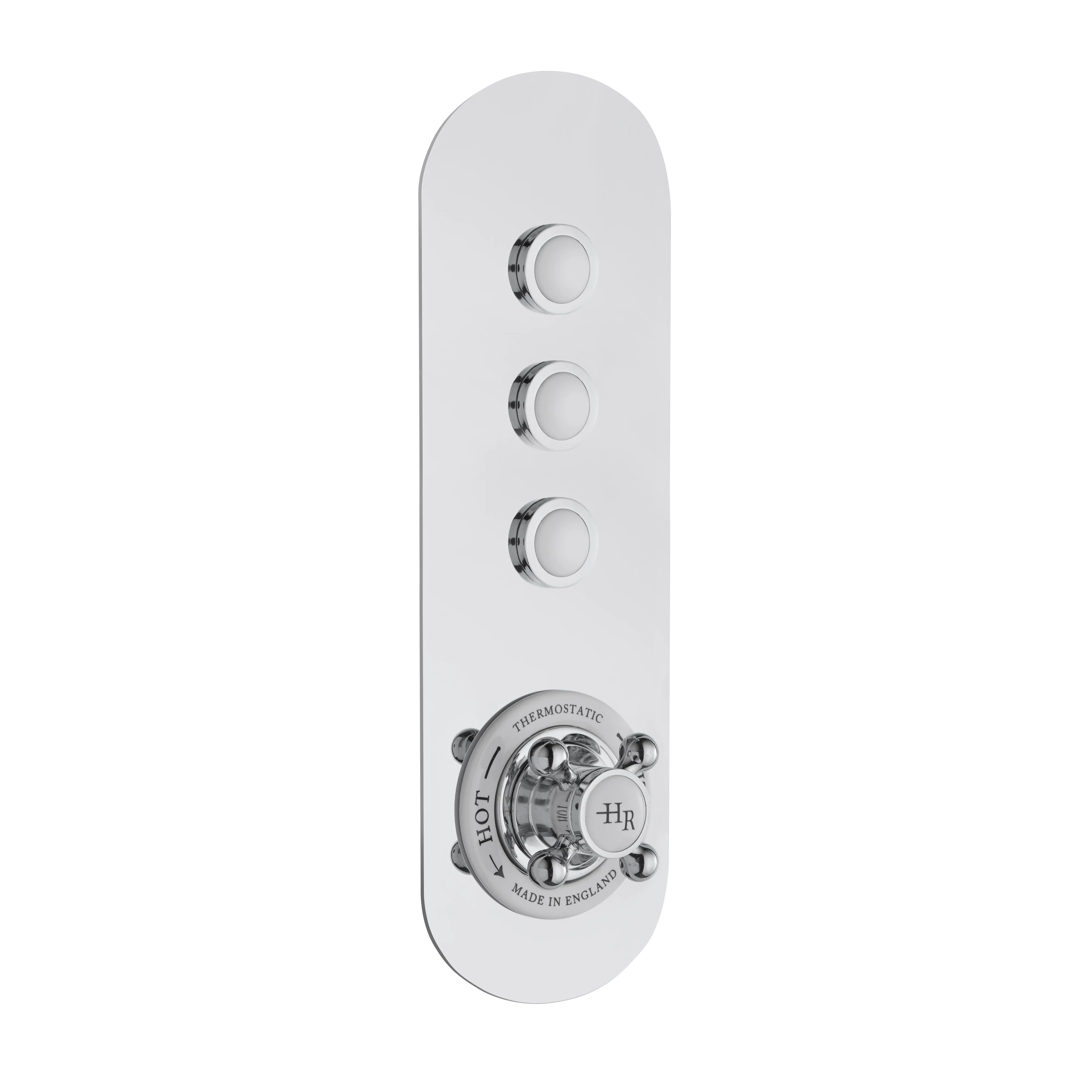 Hudson Reed White Topaz Traditional Push Button Shower Valve (Triple Outlet) - Chrome