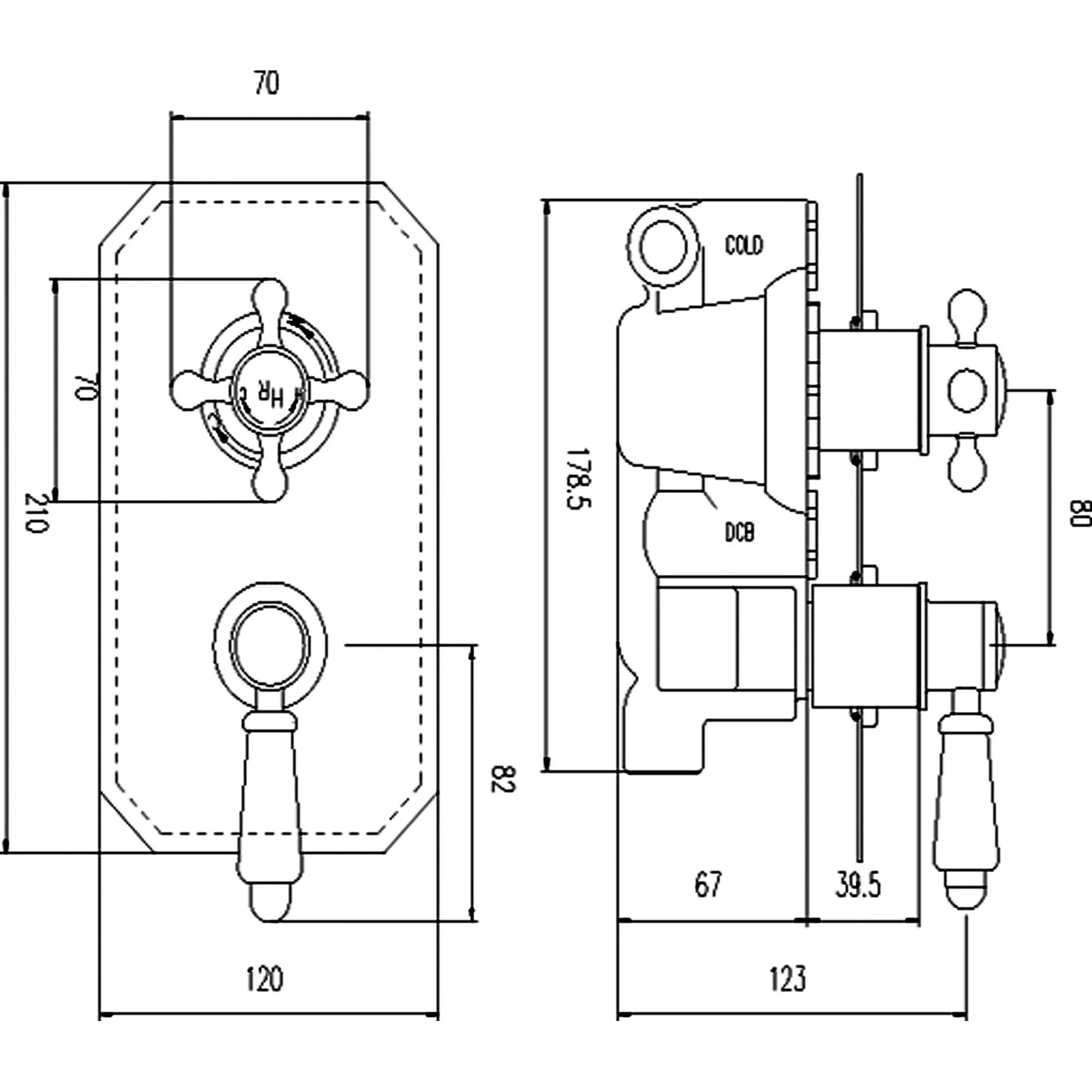 Hudson Reed White Topaz Twin Concealed Thermostatic Shower Valve with Diverter - Brushed Pewter - Image 2