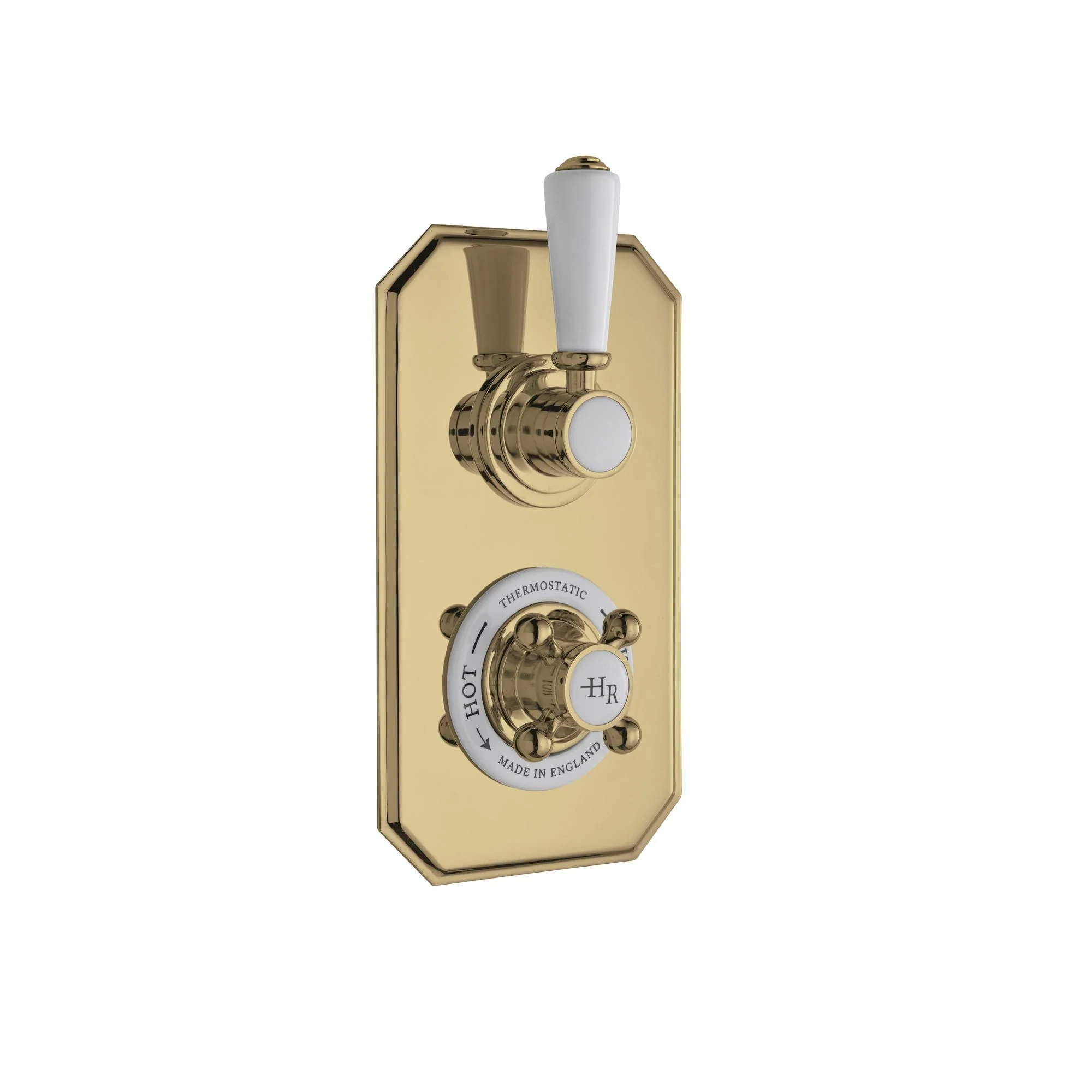 Hudson Reed White Topaz Twin Concealed Thermostatic Shower Valve - Brushed Brass
