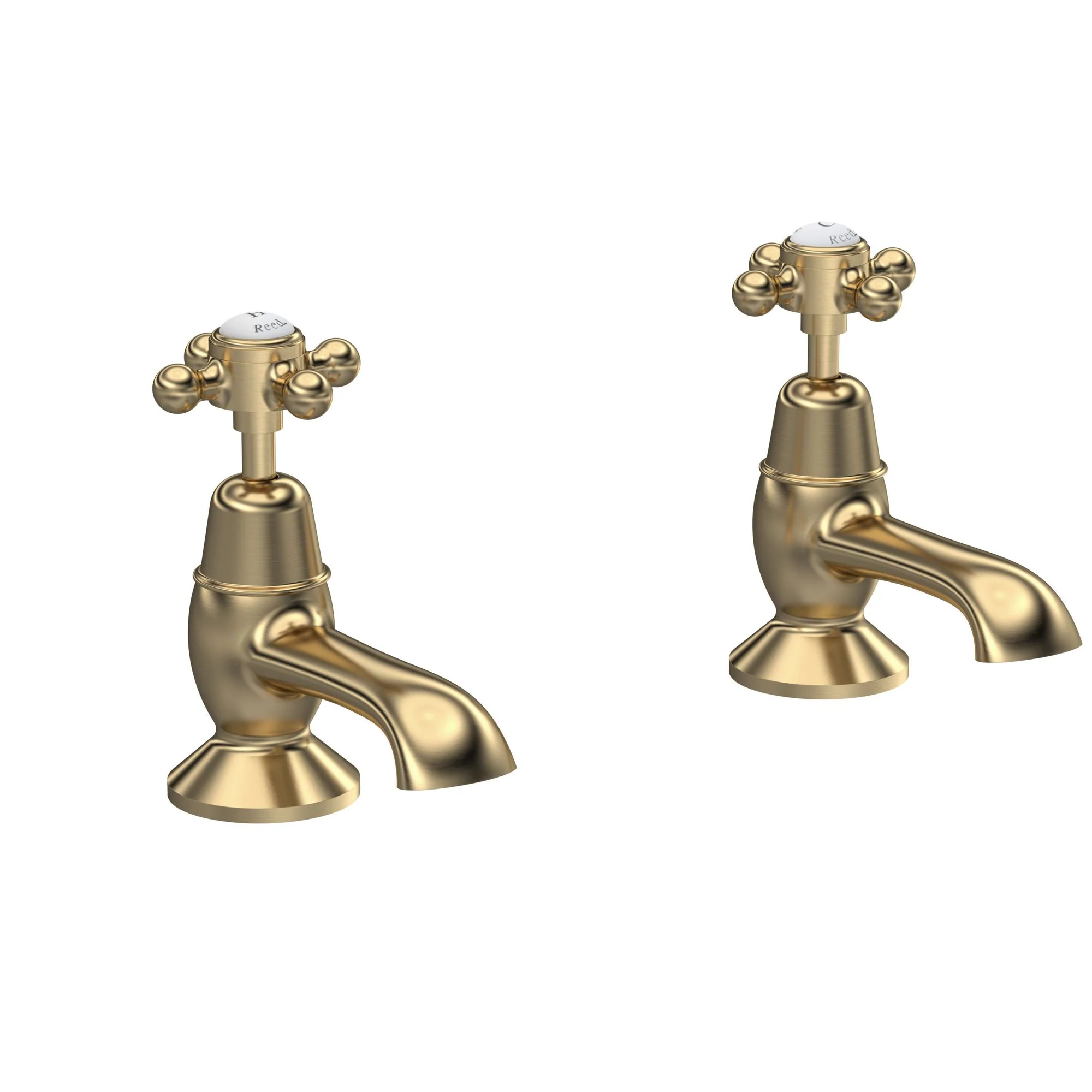 Hudson Reed White Topaz With Crosshead Bath Taps - Brushed Brass - BC802DX