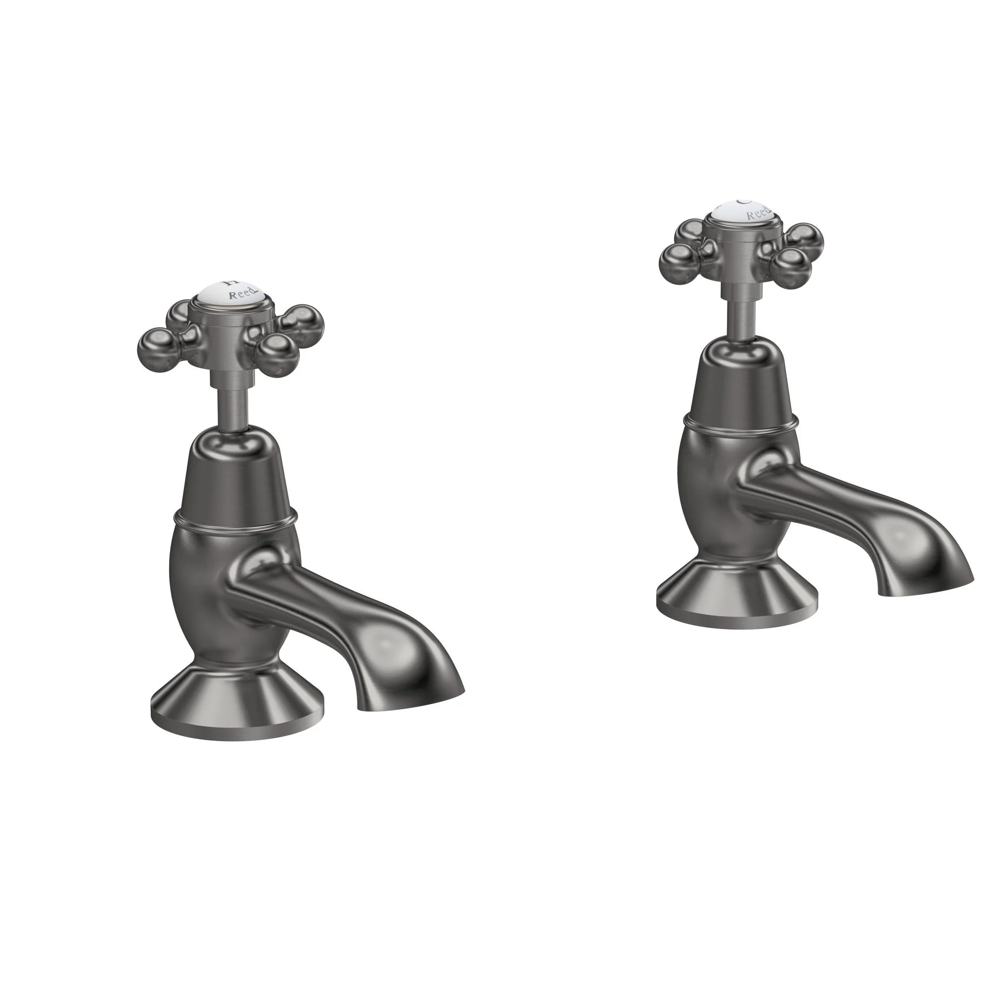 Hudson Reed White Topaz With Crosshead Bath Taps - Brushed Pewter - BC702DX