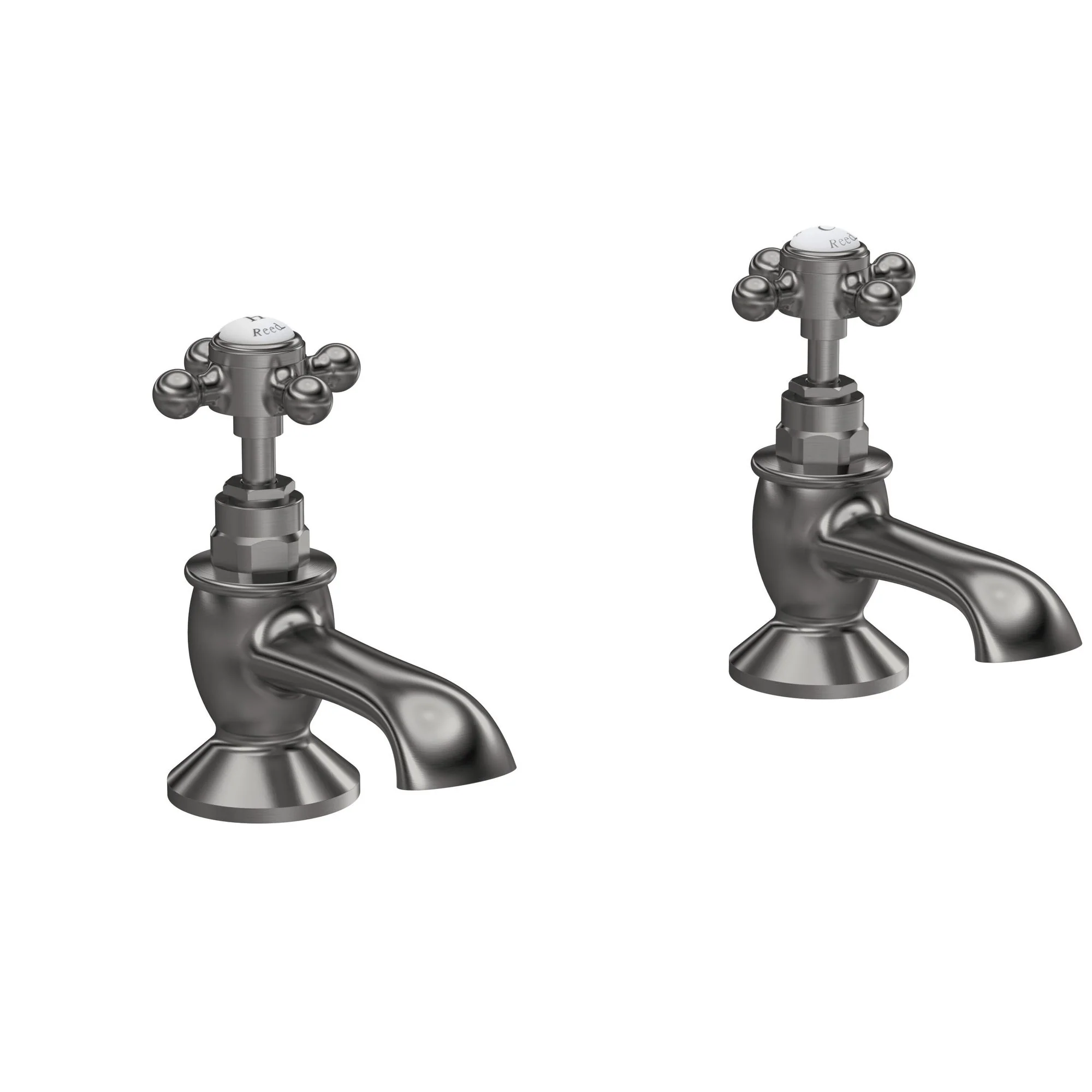 Hudson Reed White Topaz With Crosshead Bath Taps - Brushed Pewter - BC702HX