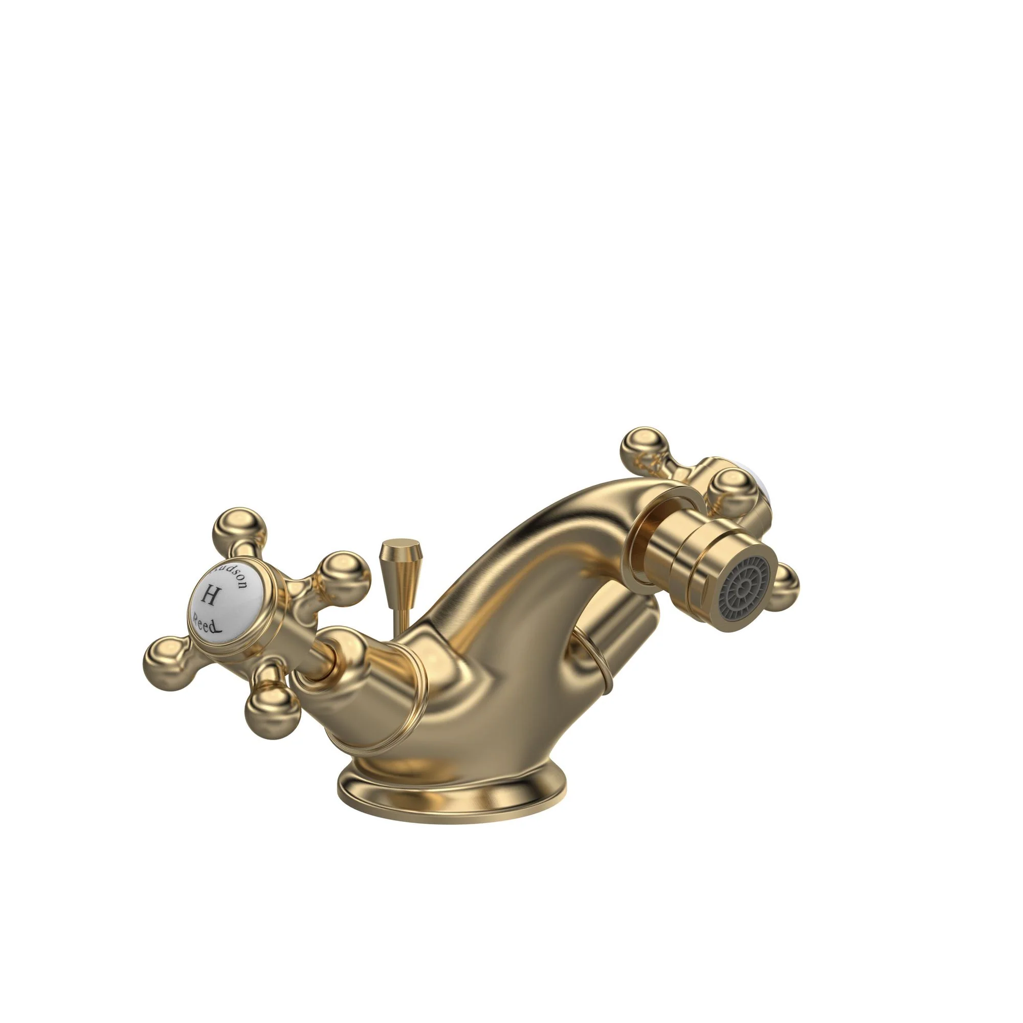 Hudson Reed White Topaz With Crosshead Bidet Tap - Brushed Brass - BC806DX