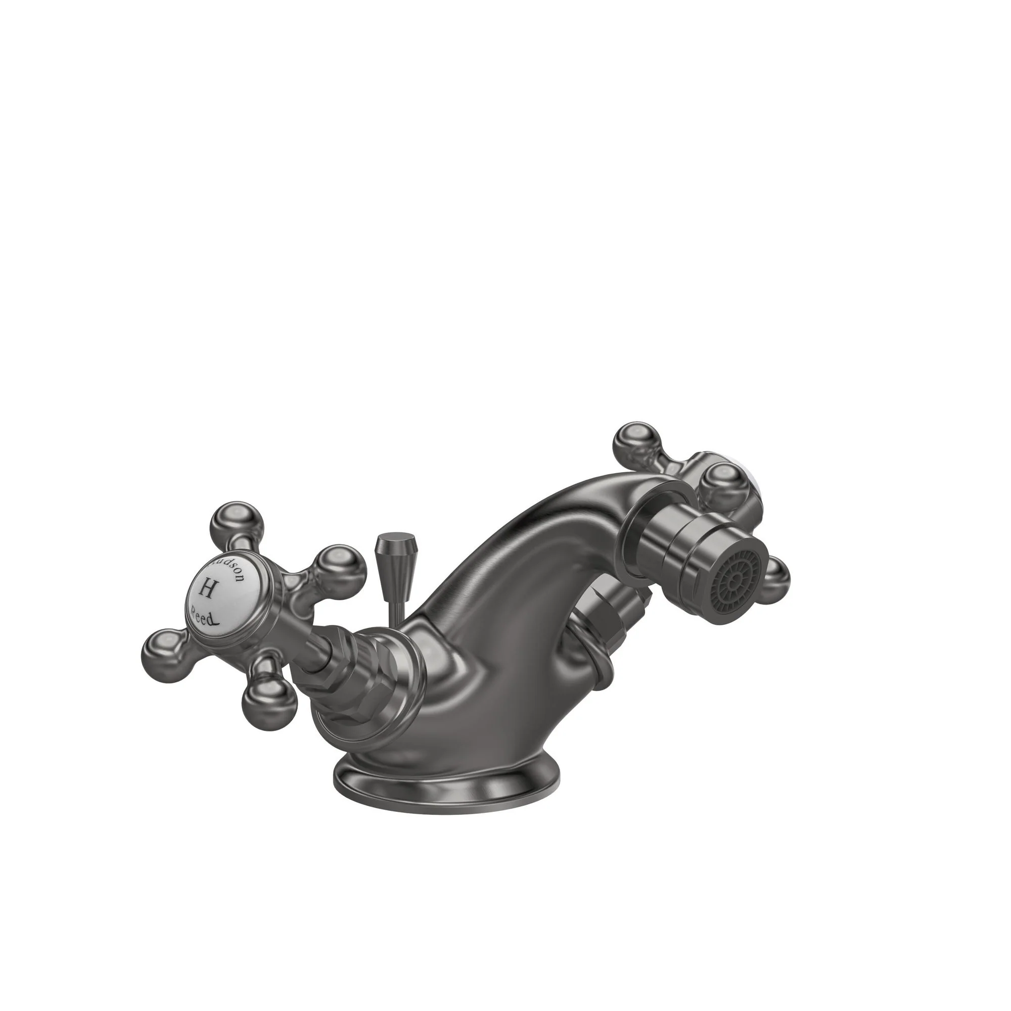 Hudson Reed White Topaz With Crosshead  Bidet Tap - Brushed Pewter - BC706HX