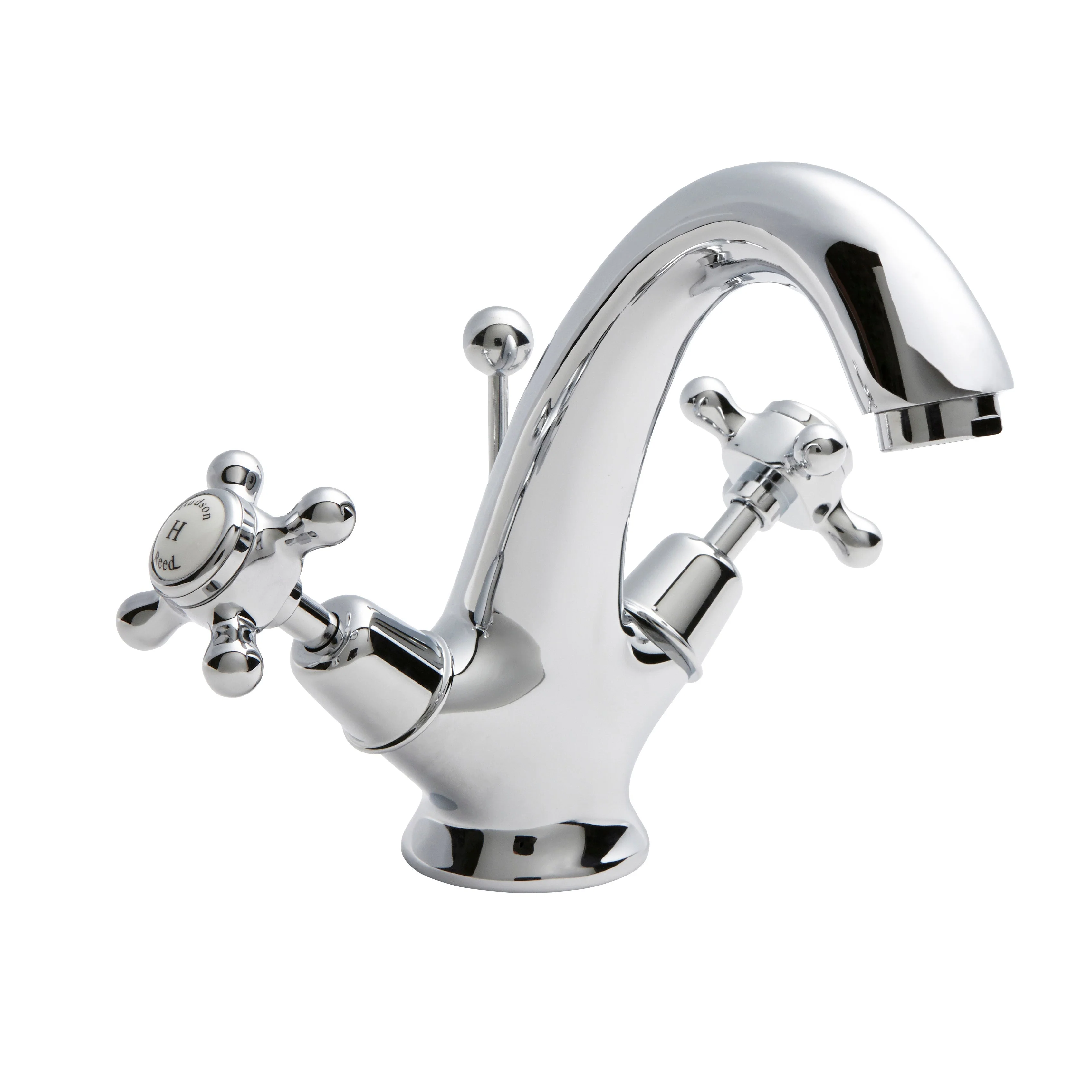 Hudson Reed White Topaz With Crosshead Mono Basin Mixer - Chrome / White - BC305DX - Image 2