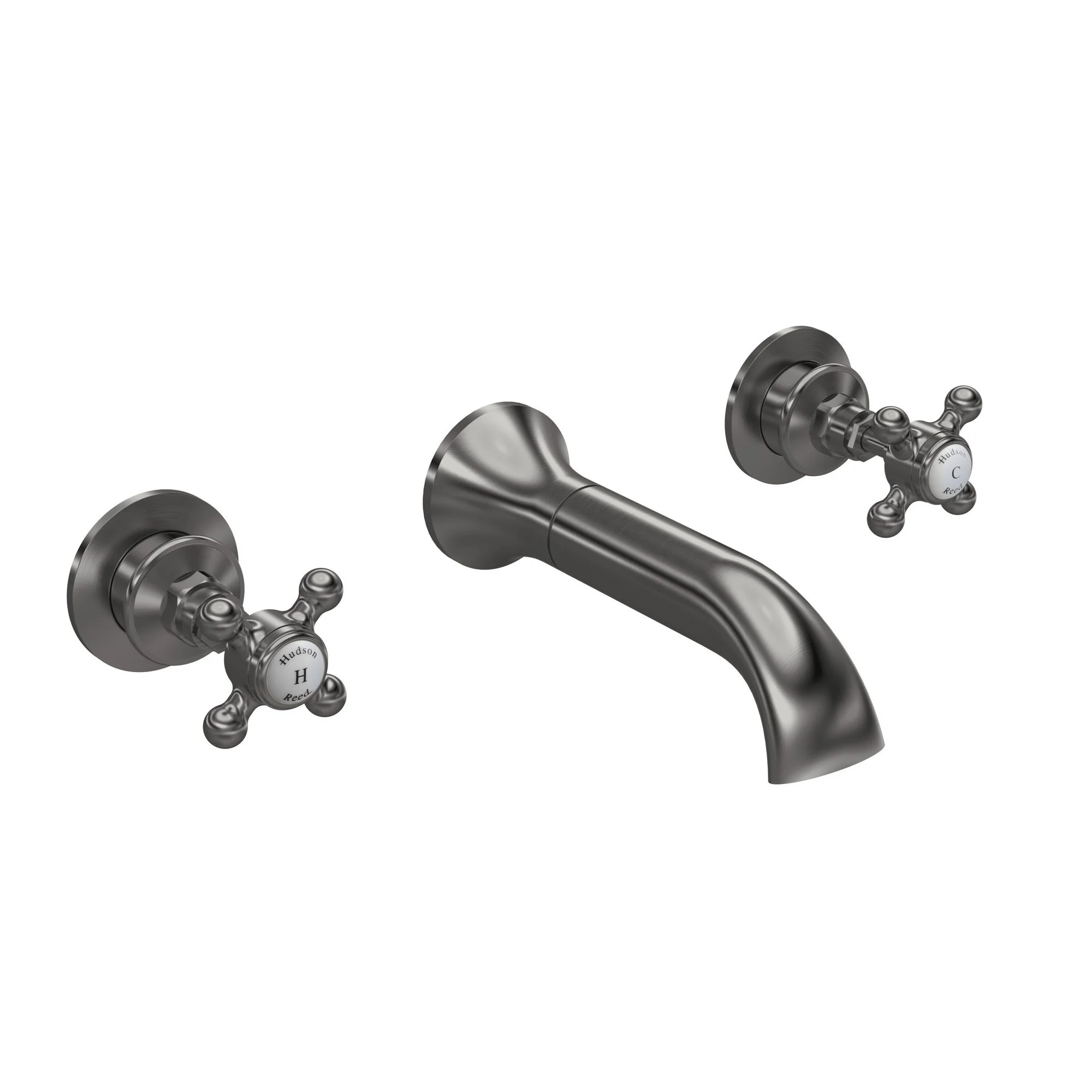 Hudson Reed White Topaz With Crosshead Wall Mounted Bath Spout - Brushed Pewter - BC709HX