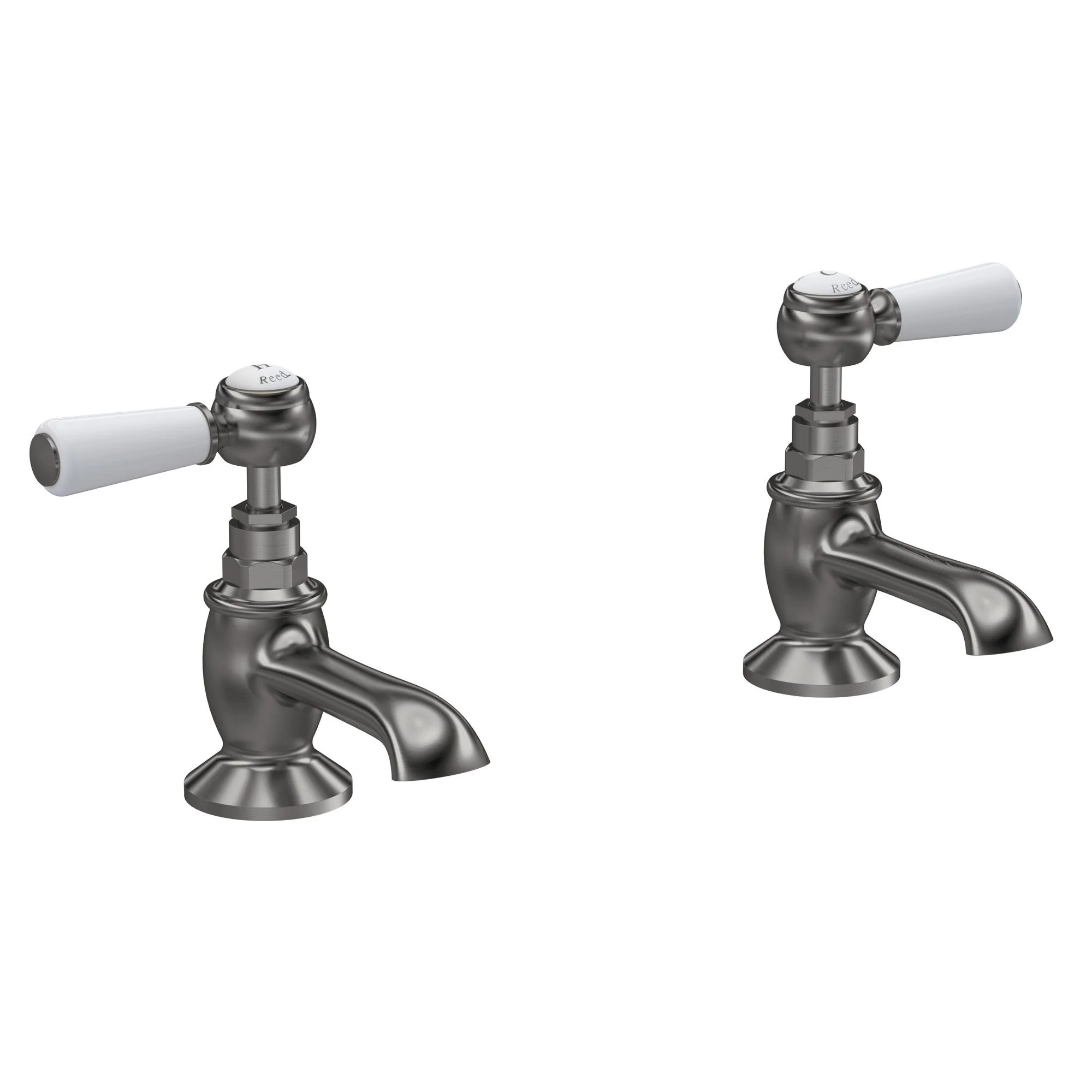 Hudson Reed White Topaz With Lever Basin Taps - Brushed Pewter - BC701HL