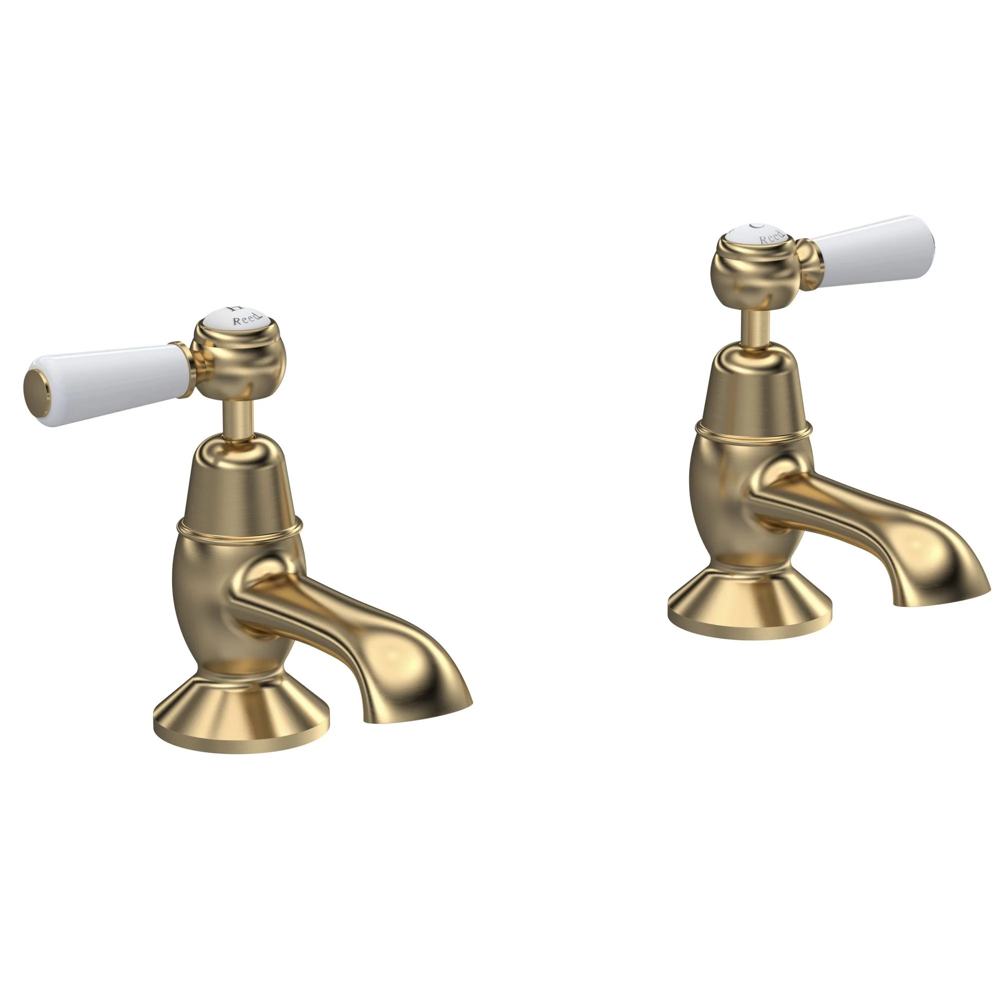 Hudson Reed White Topaz With Lever Bath Taps - Brushed Brass - BC802DL