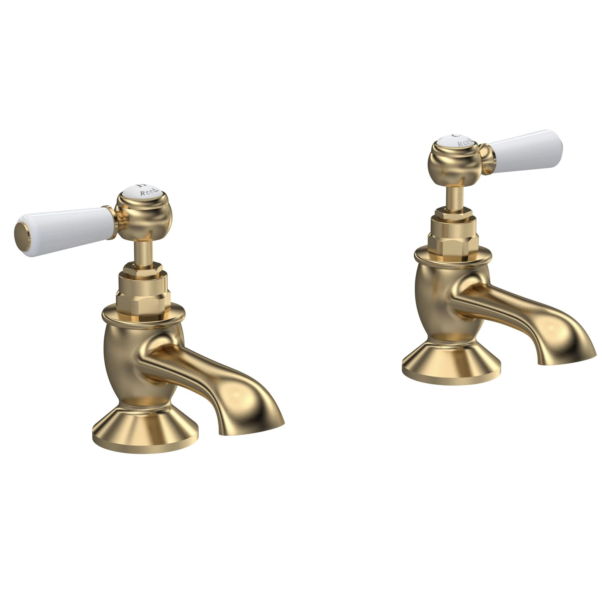 Hudson Reed White Topaz With Lever Bath Taps - Brushed Brass - BC802HL