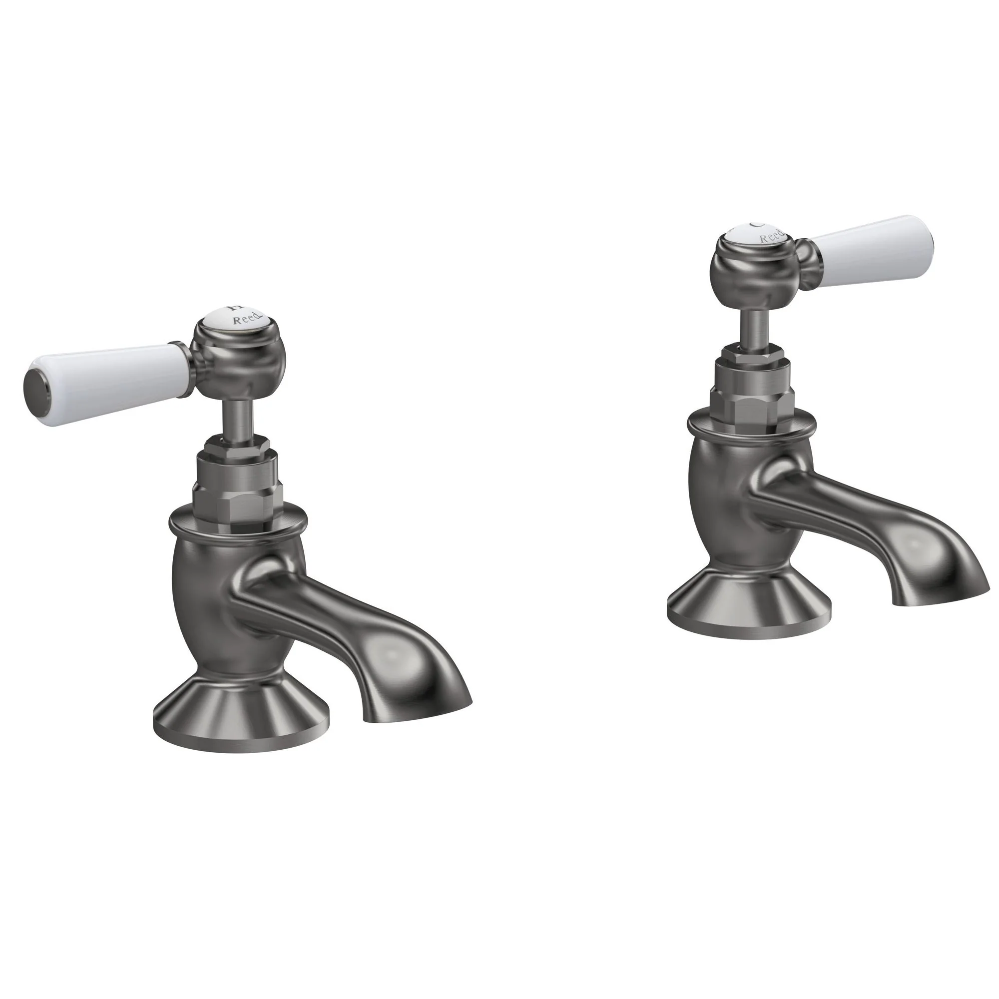 Hudson Reed White Topaz With Lever Bath Taps - Brushed Pewter - BC702HL