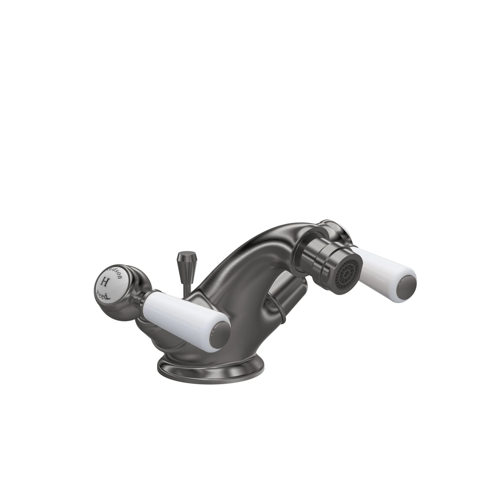 Hudson Reed White Topaz With Lever Bidet Tap - Brushed Pewter - BC706DL