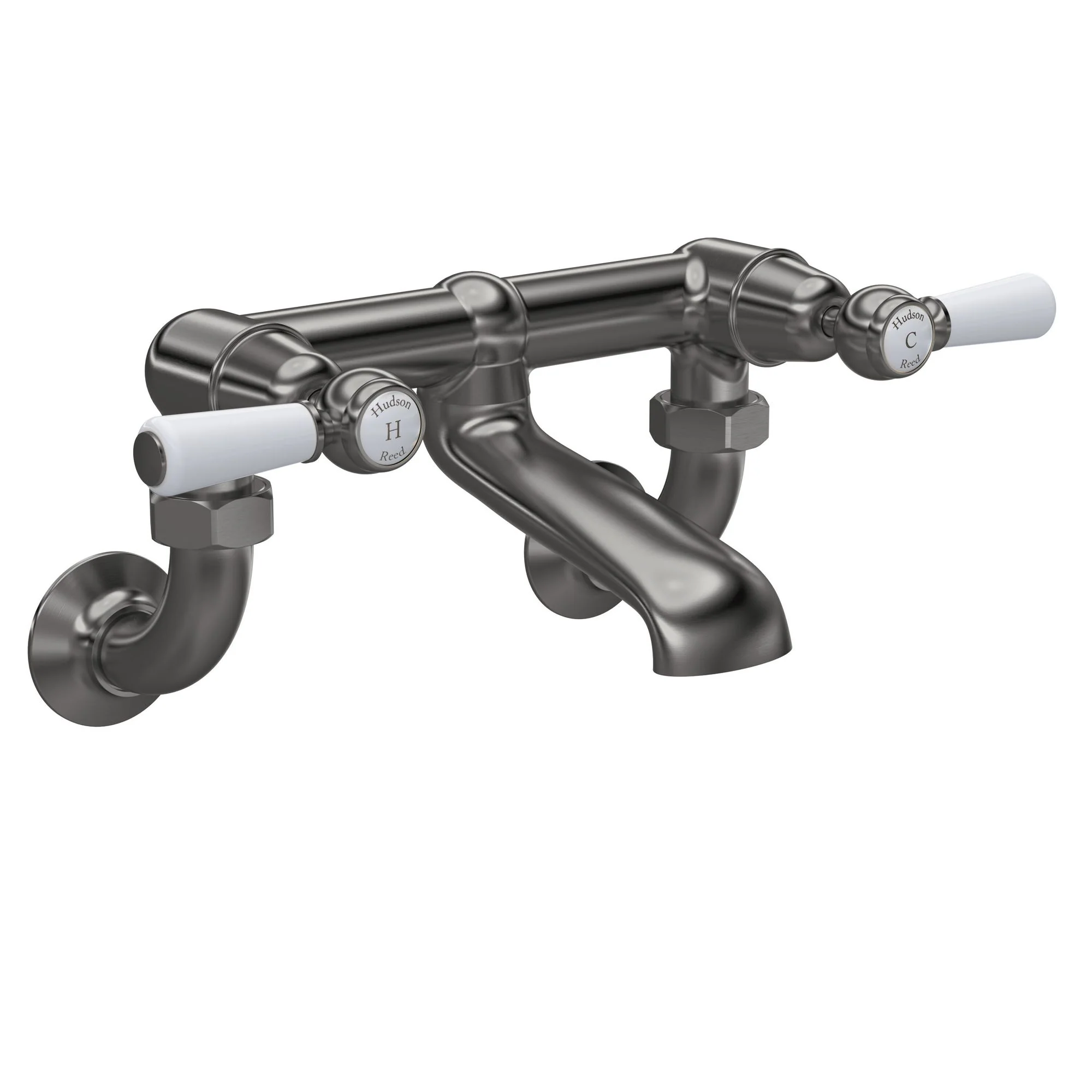Hudson Reed White Topaz With Lever Wall Mounted Bath Filler - Brushed Pewter - BC703DLWM