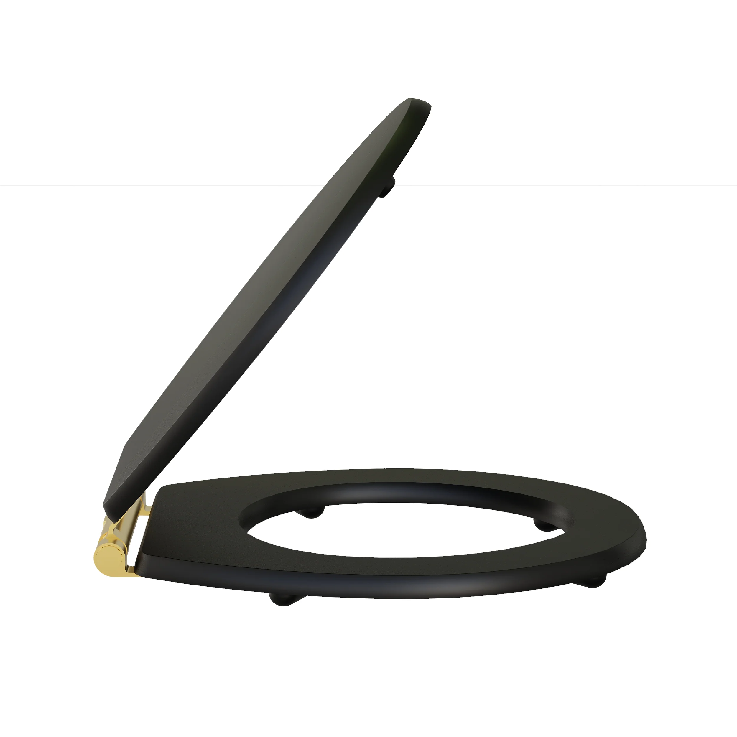 Huxton Soft Close Toilet Seat - Matt Black Brushed Brass Quick Release Hinge - Image 2