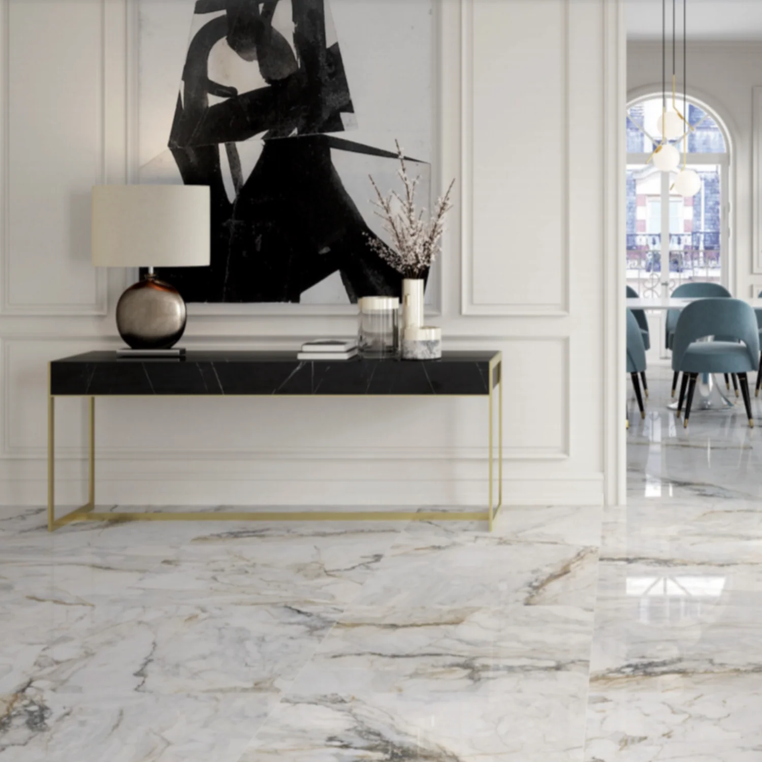 Italia Gold Rectangle Porcelain Tile - Image 2