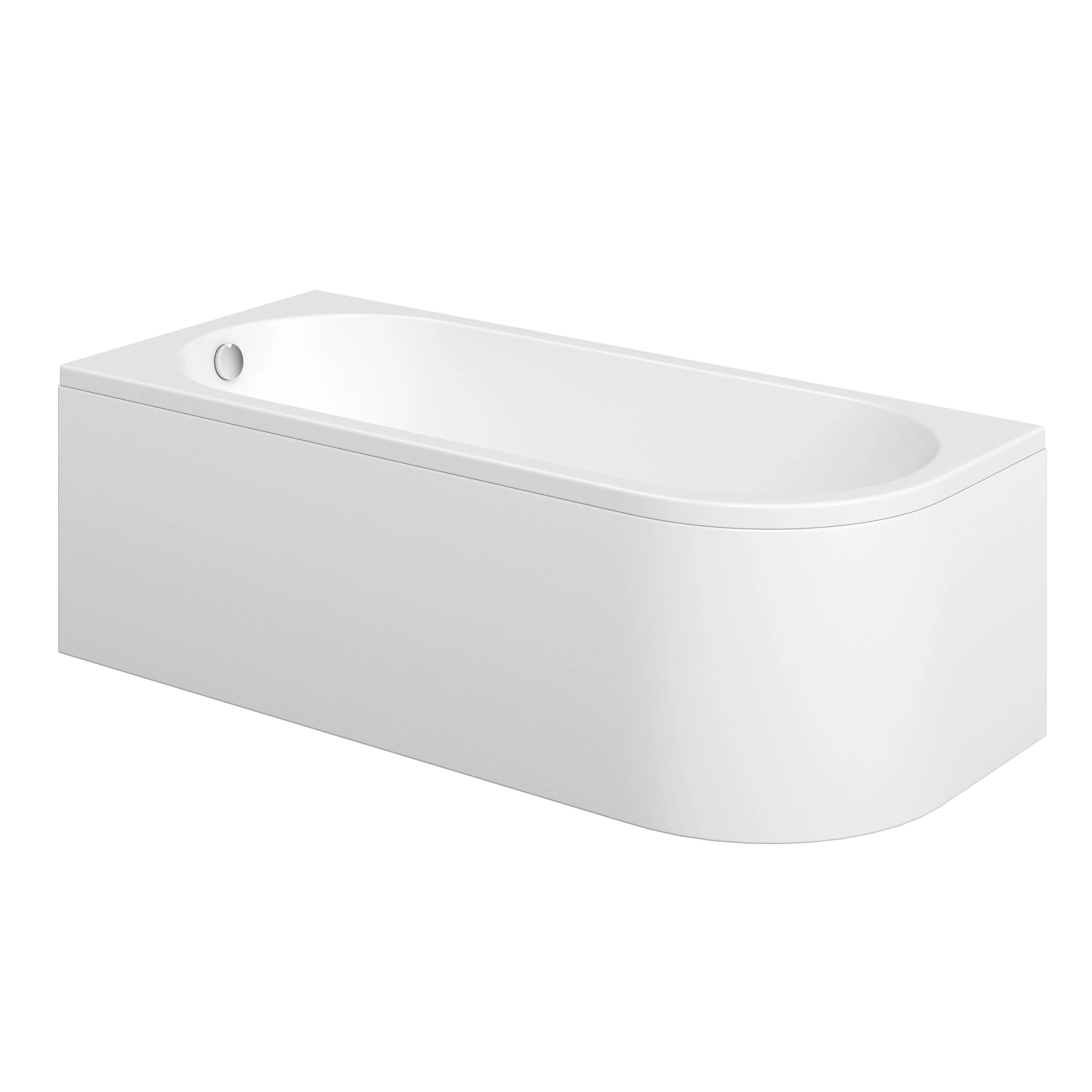 J Shaped 1700 x 750 Left Hand Single Ended Bath, Panel & 6mm Square Bath Screen - Image 2