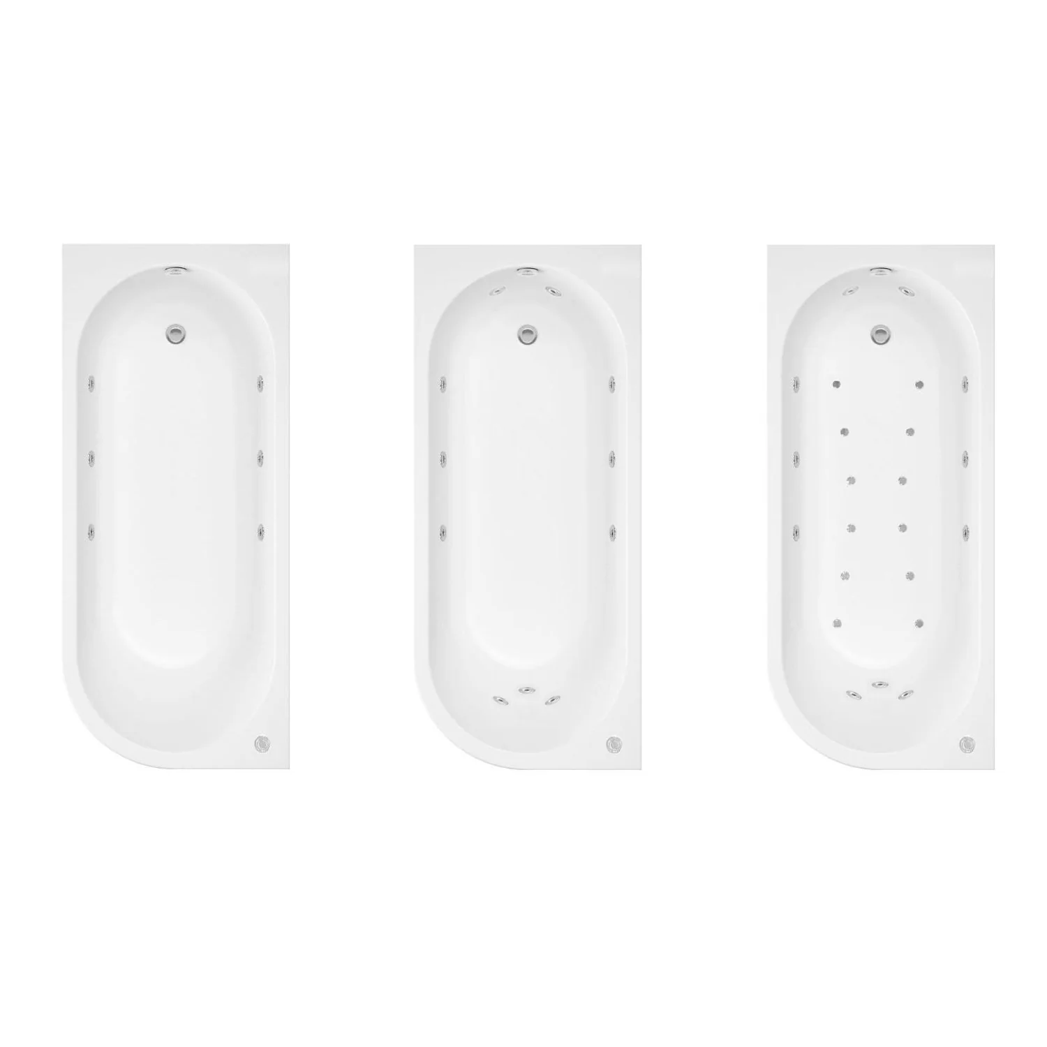 J Shaped 1700 x 750 Left Hand Whirlpool & Hydrotherapy Spa Bath