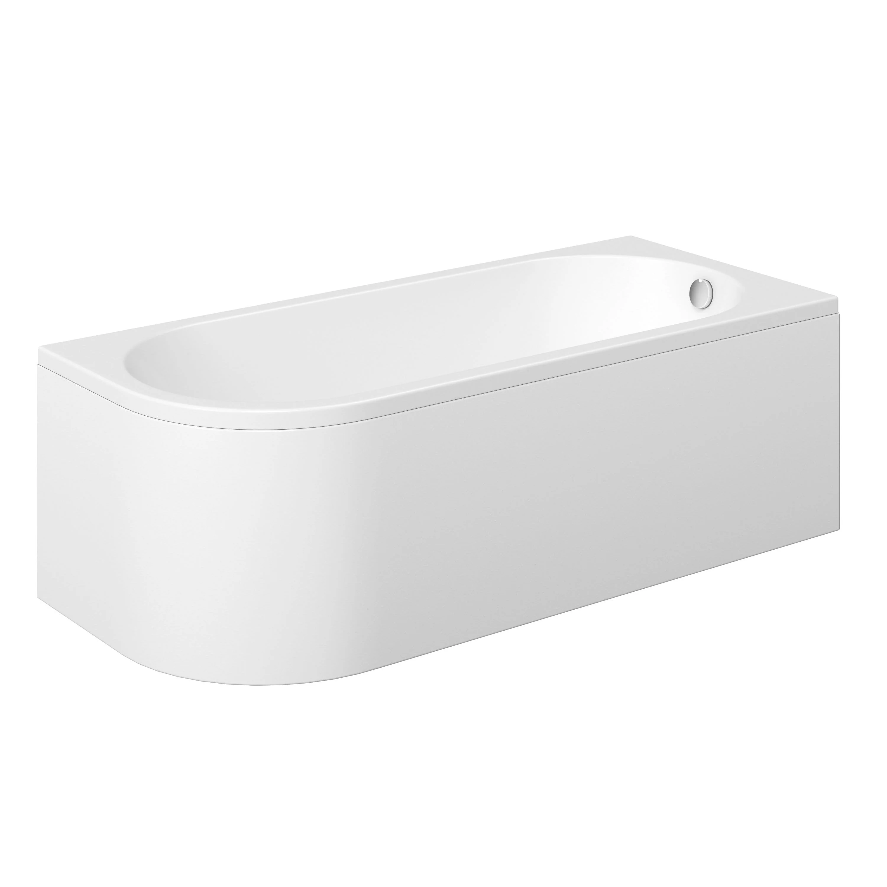 J Shaped 1700 x 750 Right Hand Single Ended Bath, Panel & 6mm Curved Bath Screen - Image 2