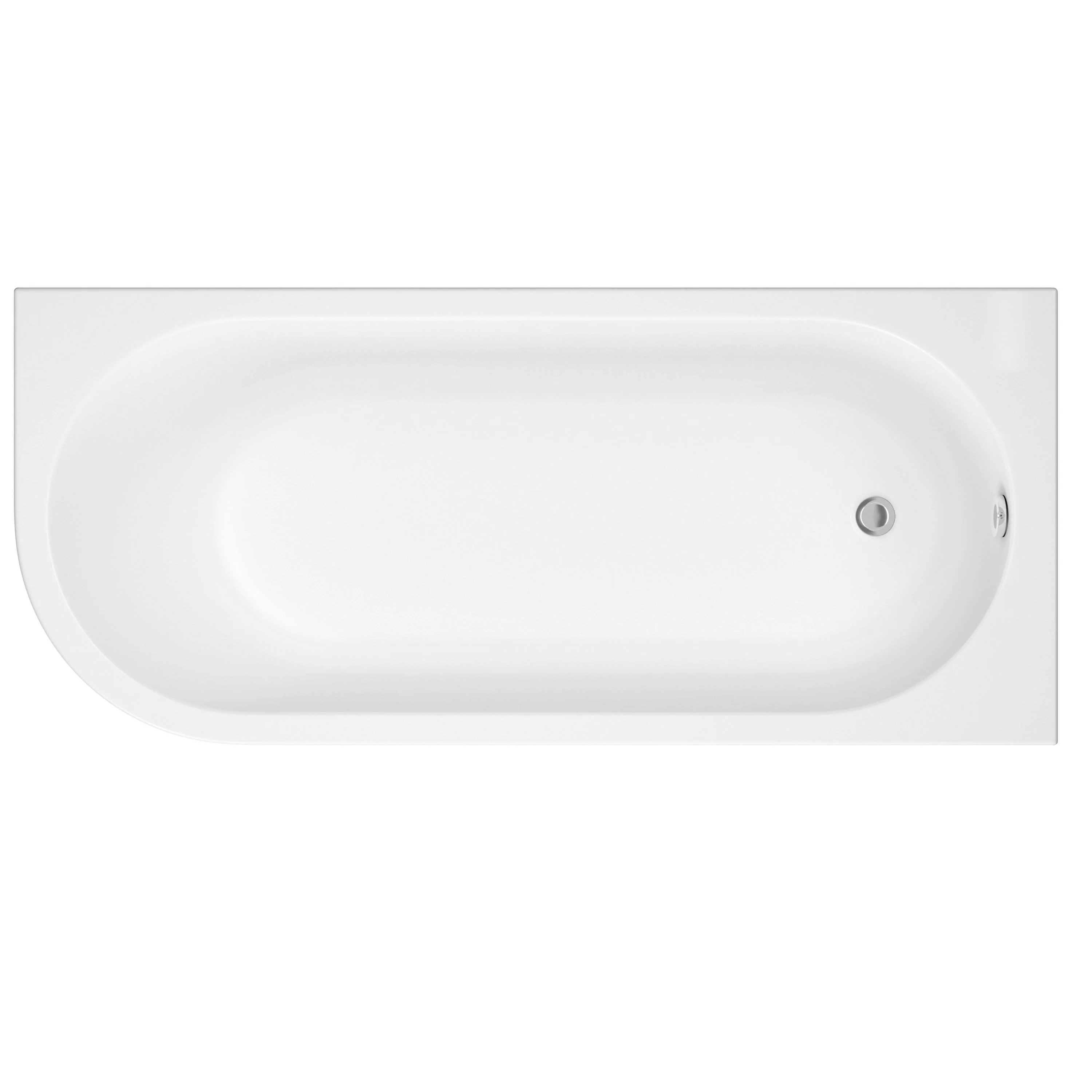 J Shaped 1700 x 750 Right Hand Single Ended Bath, Panel & 6mm Curved Bath Screen - Image 3