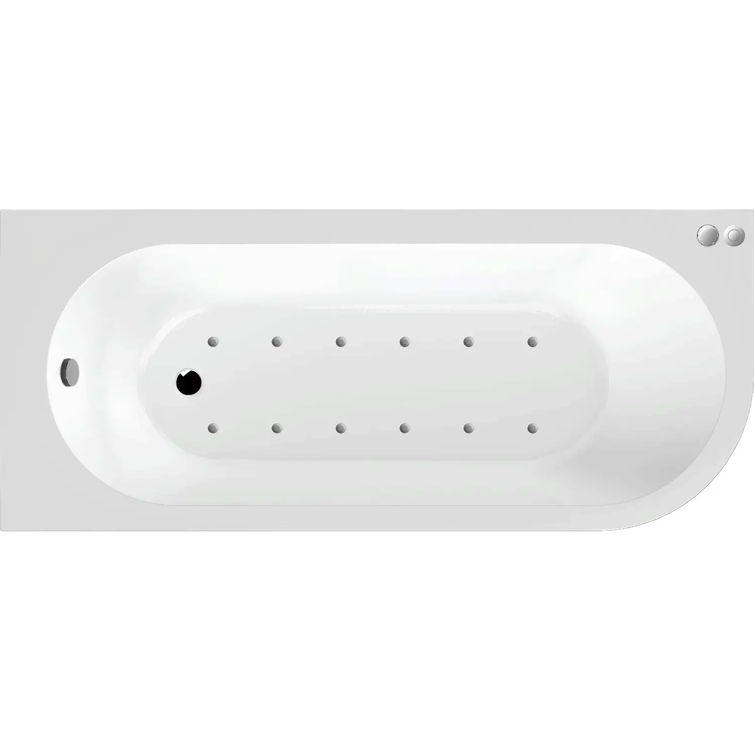 J Shaped Back to Wall Corner Air SPA Bath - 1700mm