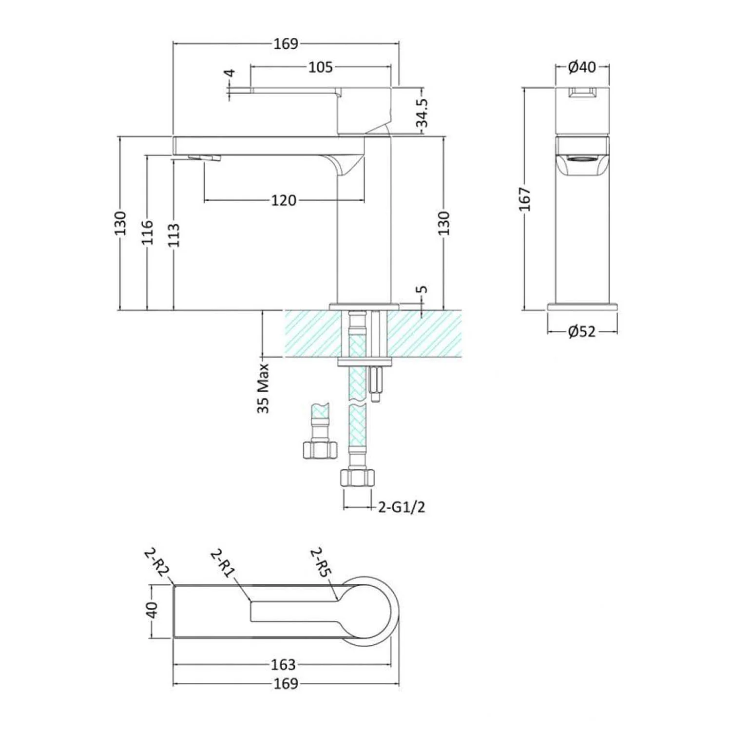 Juniper Single Lever Basin Mixer Tap - Image 3