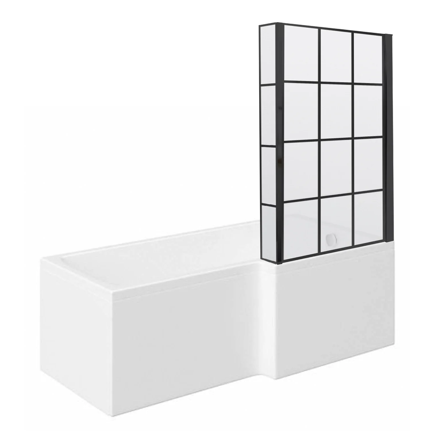 L-Shaped 1500 x 850/700 Shower Bath C/W Black Framed Bath Screen & Front Panel - Image 5