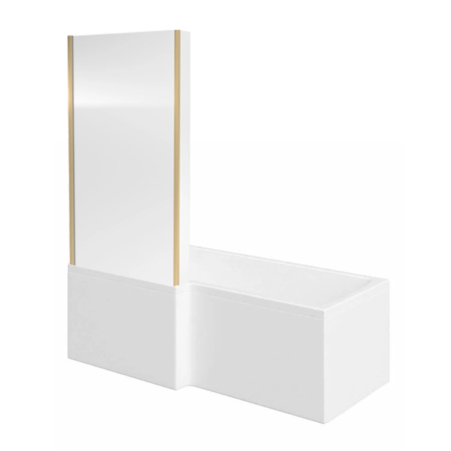 L-Shaped 1500 x 850/700 Shower Bath C/W Brushed Brass Bath Screen & Front Panel - Image 5