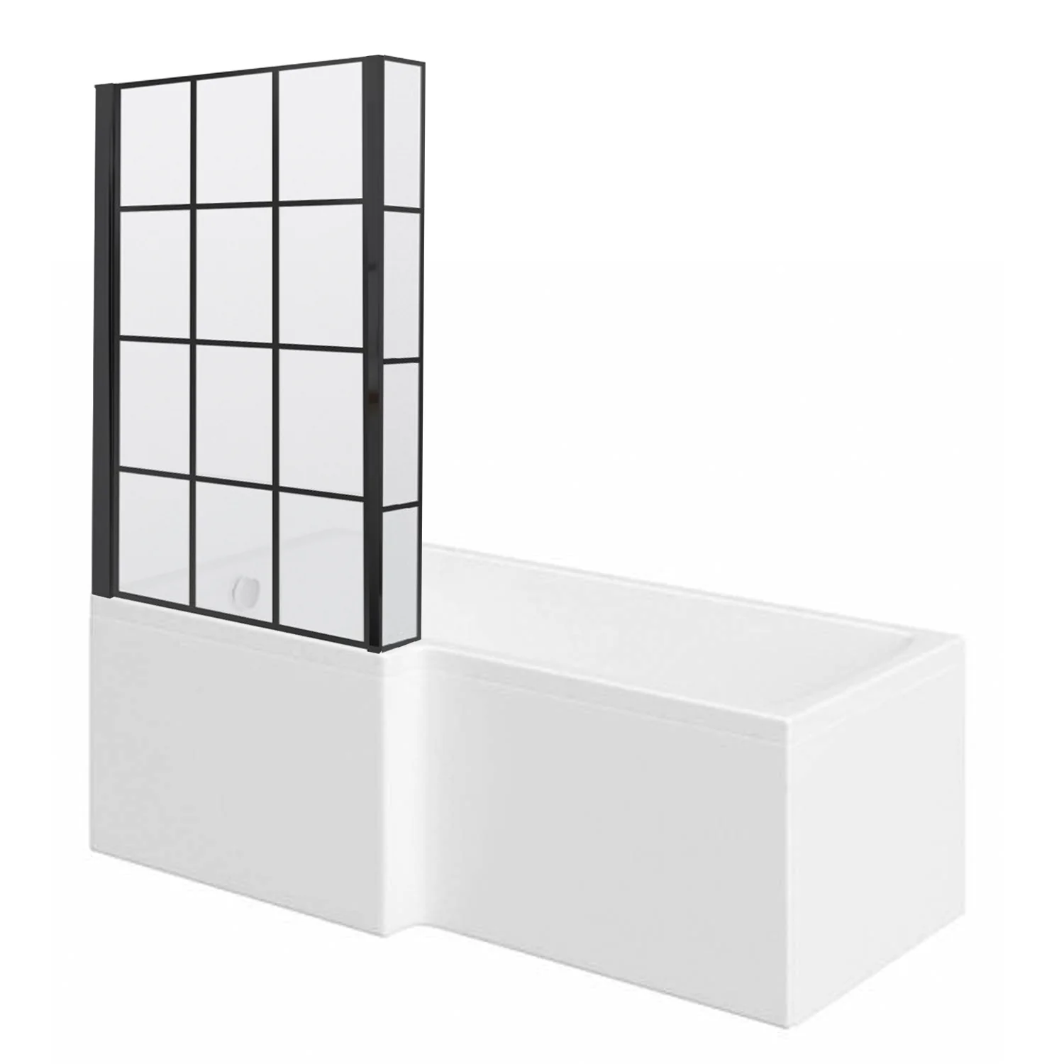 L-Shaped 1700 x 850/700 Shower Bath C/W Black Framed Bath Screen & Front Panel - Image 5