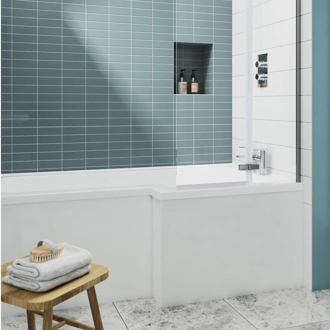 Nuie Shower Bath Front Panel 1800mm - White - WBS304