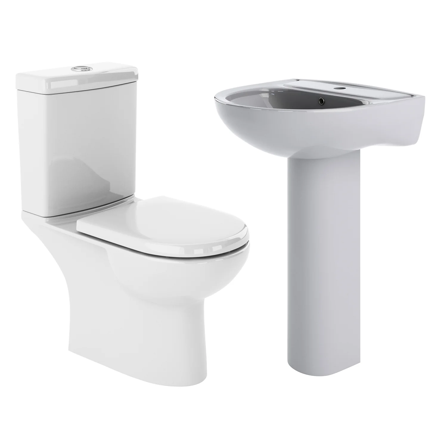 Lawton Compact Close Coupled Toilet & 550mm 1TH Full Pedestal Basin