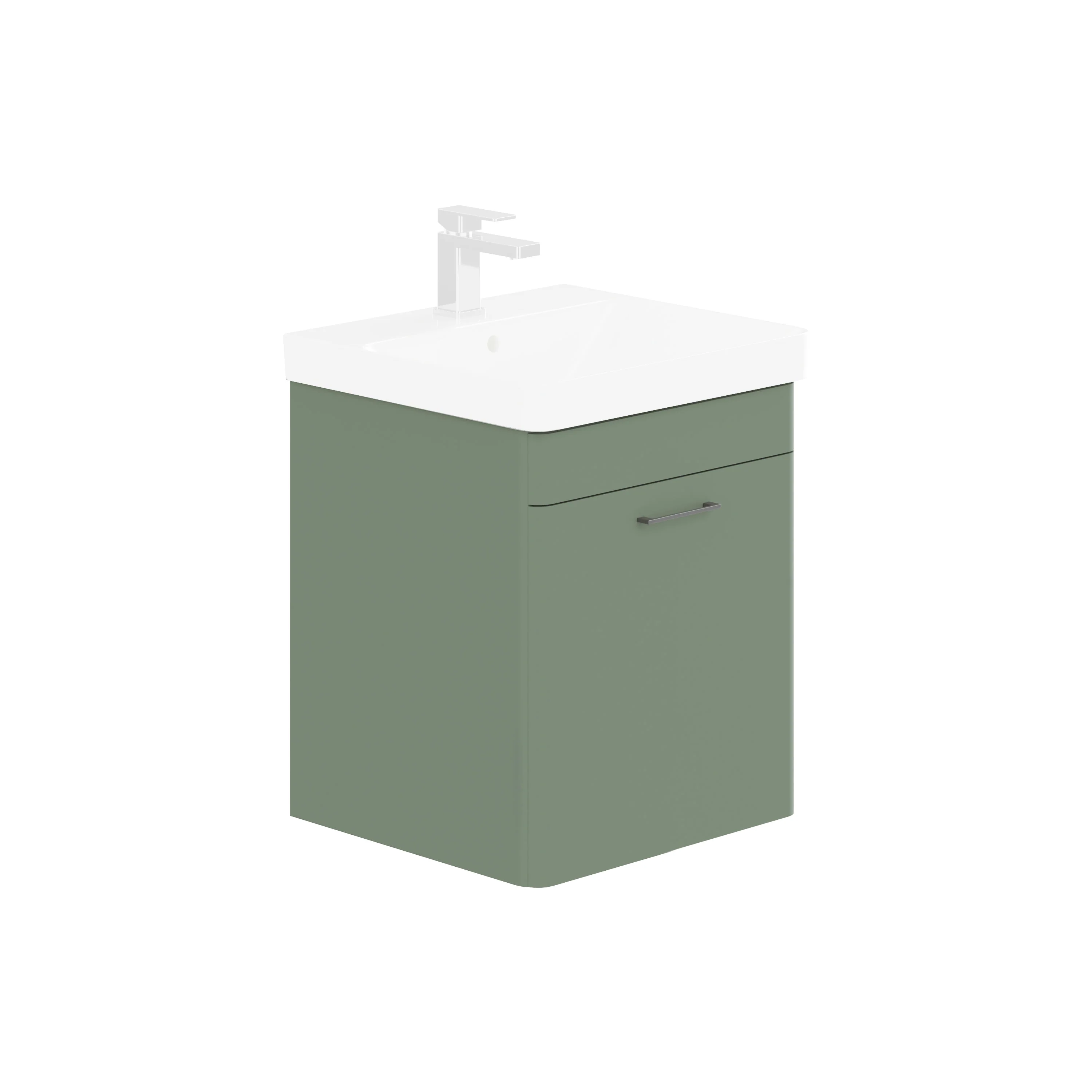 LECICO Layla 50cm Wall Hung 1-Drawer Unit - Matt Green - Image 2