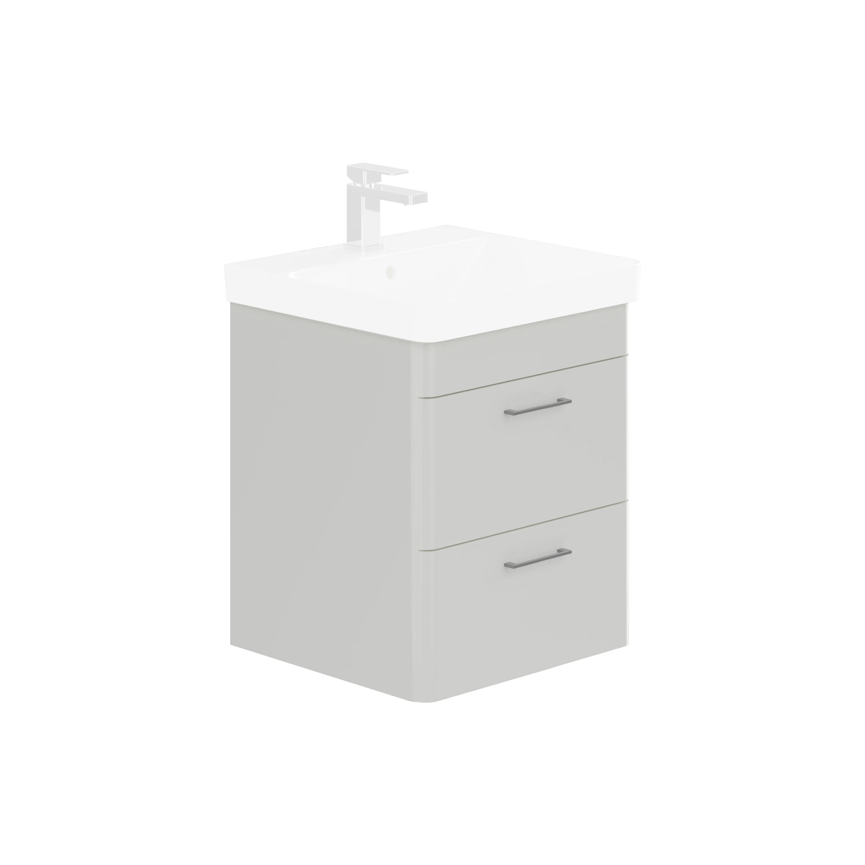 LECICO Layla 50cm Wall Hung 2-Drawer Unit - Gloss White