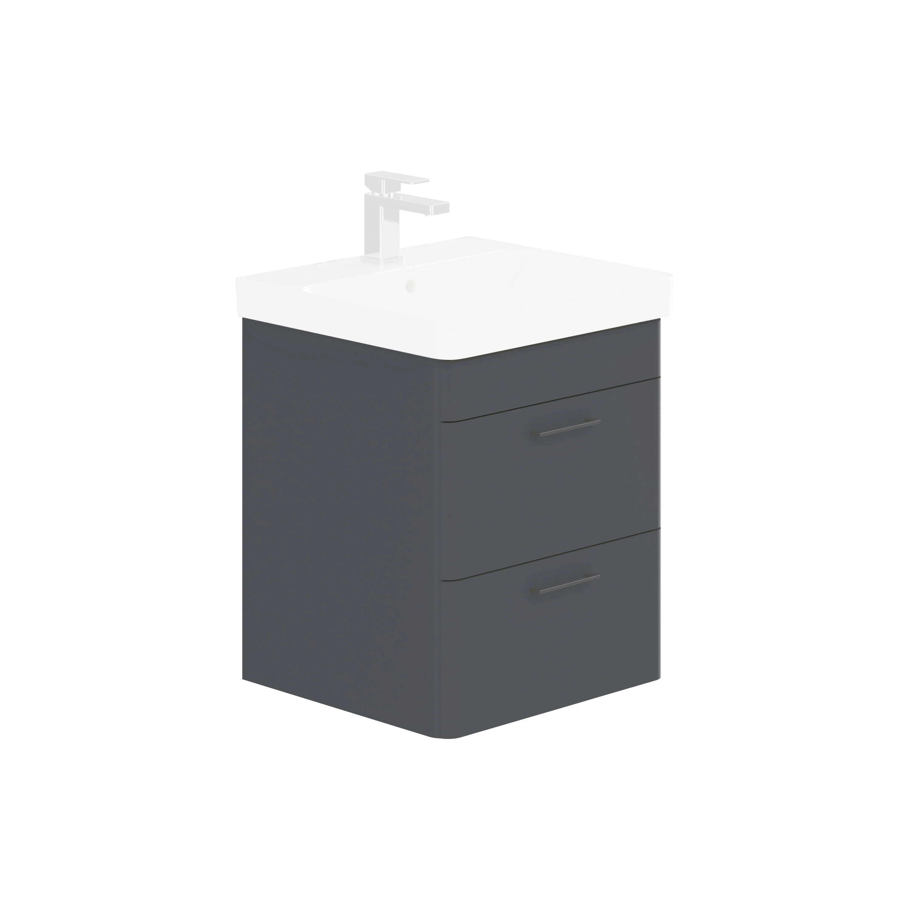 LECICO Layla 50cm Wall Hung 2-Drawer Unit - Matt Anthracite