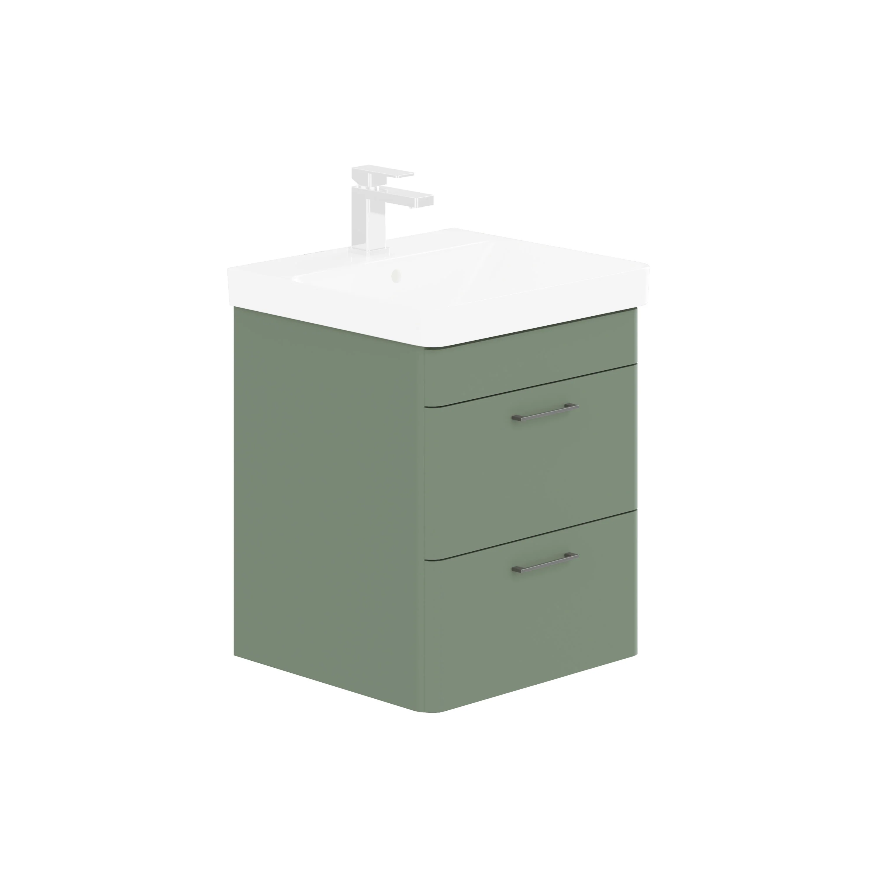 LECICO Layla 50cm Wall Hung 2-Drawer Unit - Matt Green