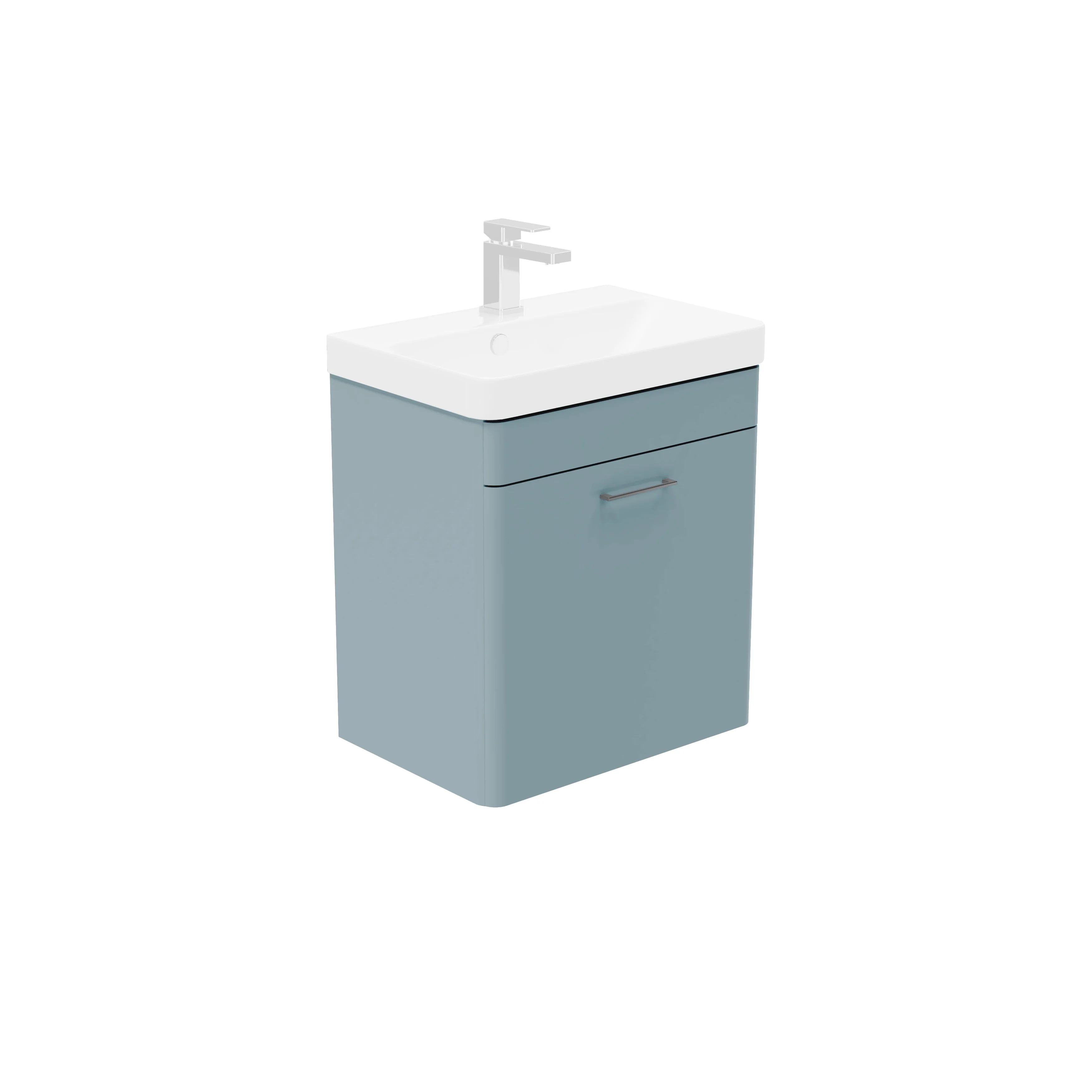LECICO Layla 55cm Short Projection 1-Drawer Wall Hung Unit - Light Blue