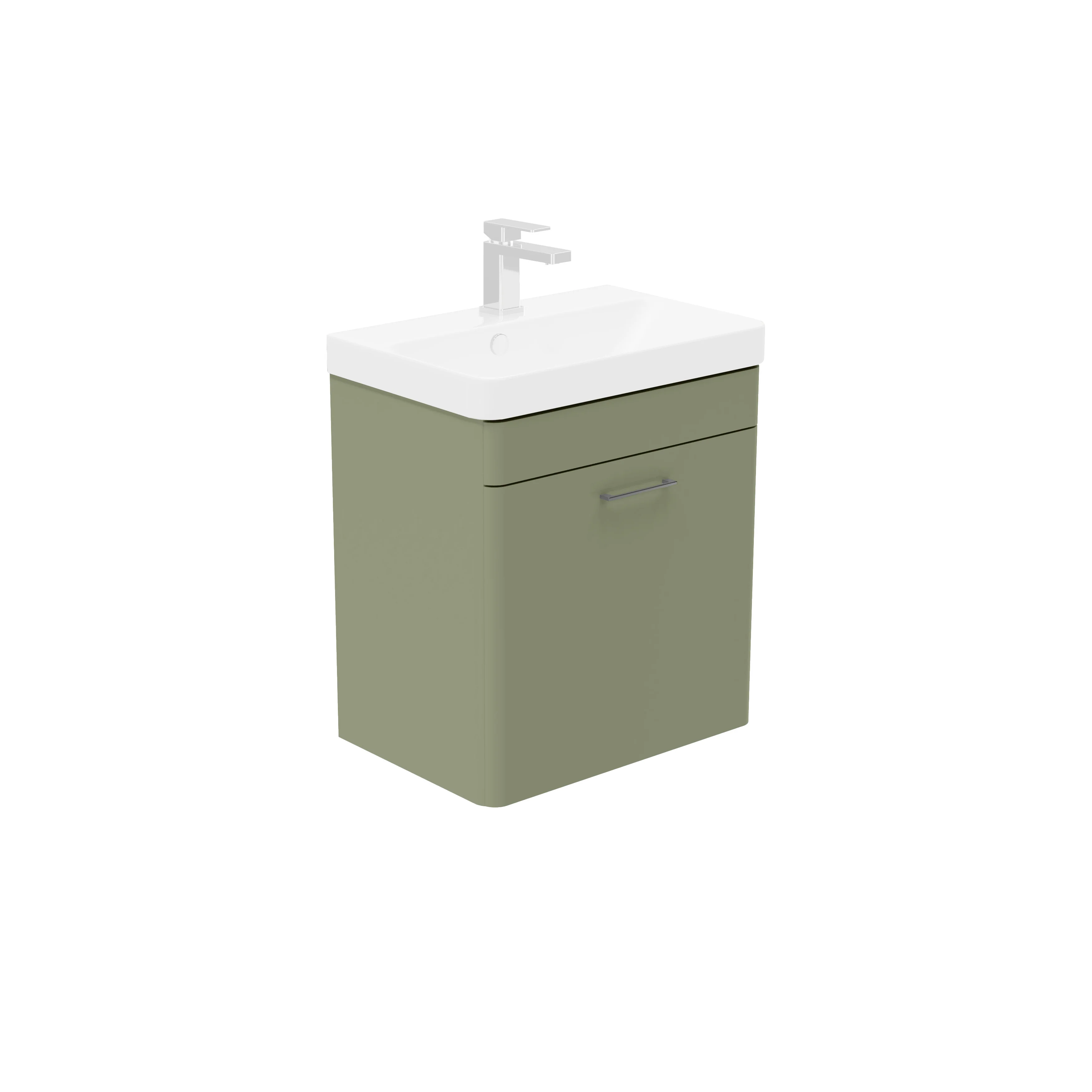 LECICO Layla 55cm Short Projection 1-Drawer Wall Hung Unit - Matt Light Green
