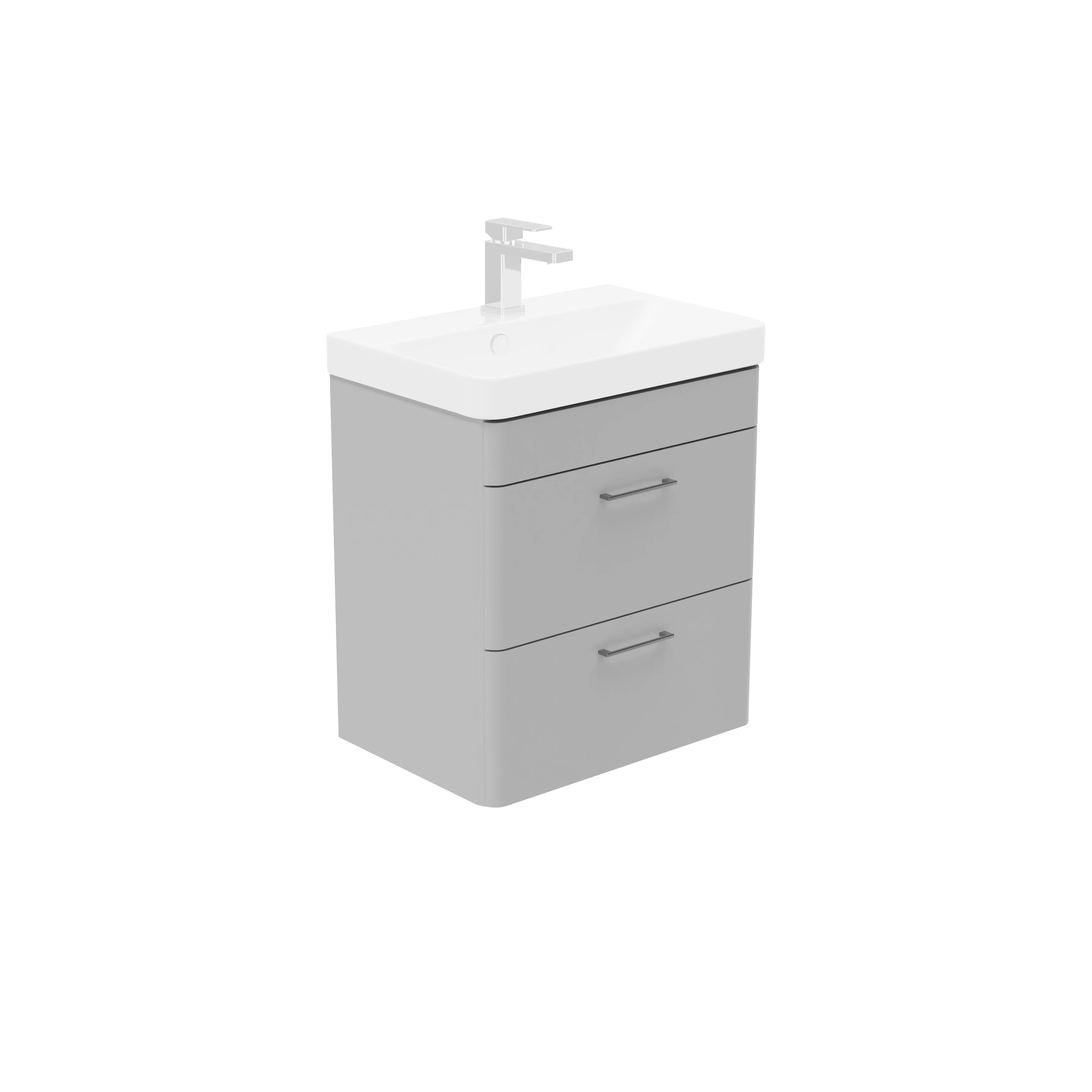 LECICO Layla 55cm Short Projection 2-Drawer Wall Hung Unit - Gloss White