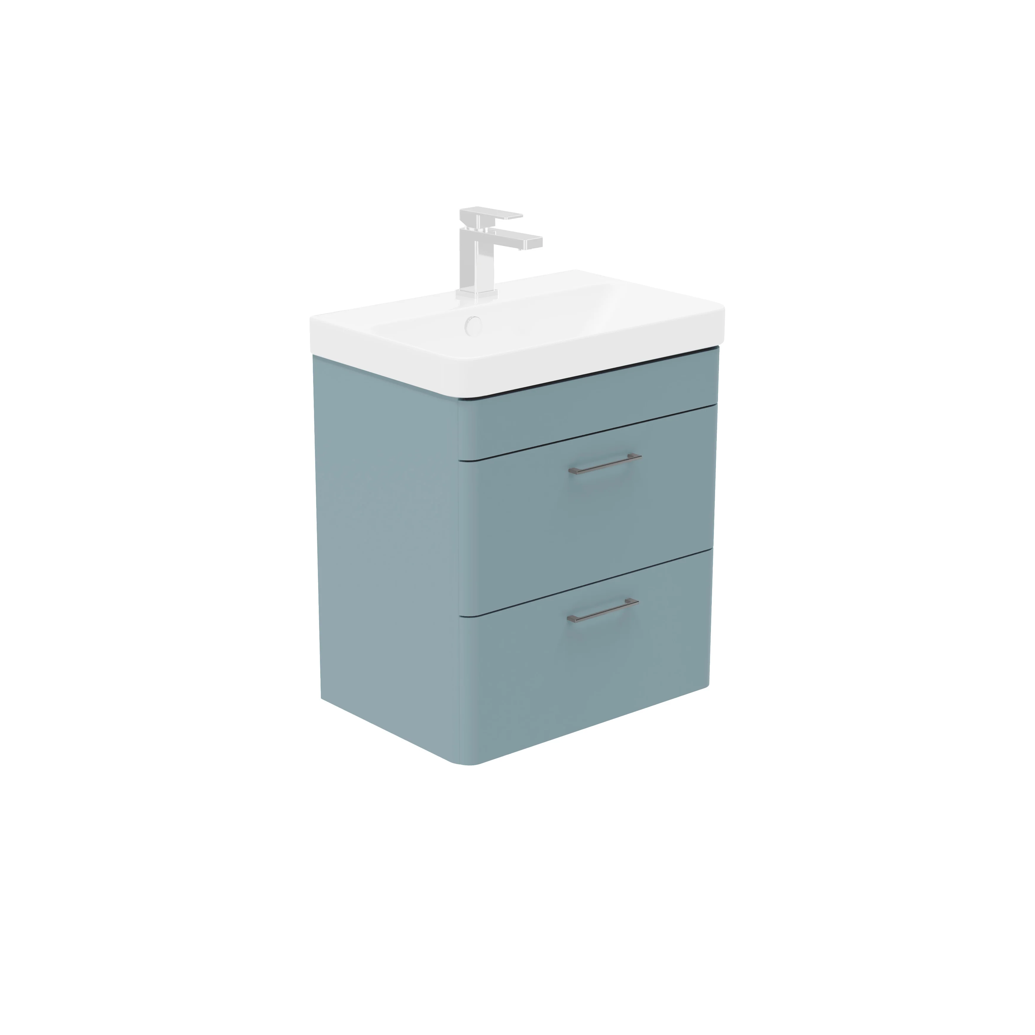 LECICO Layla 55cm Short Projection 2-Drawer Wall Hung Unit - Light Blue
