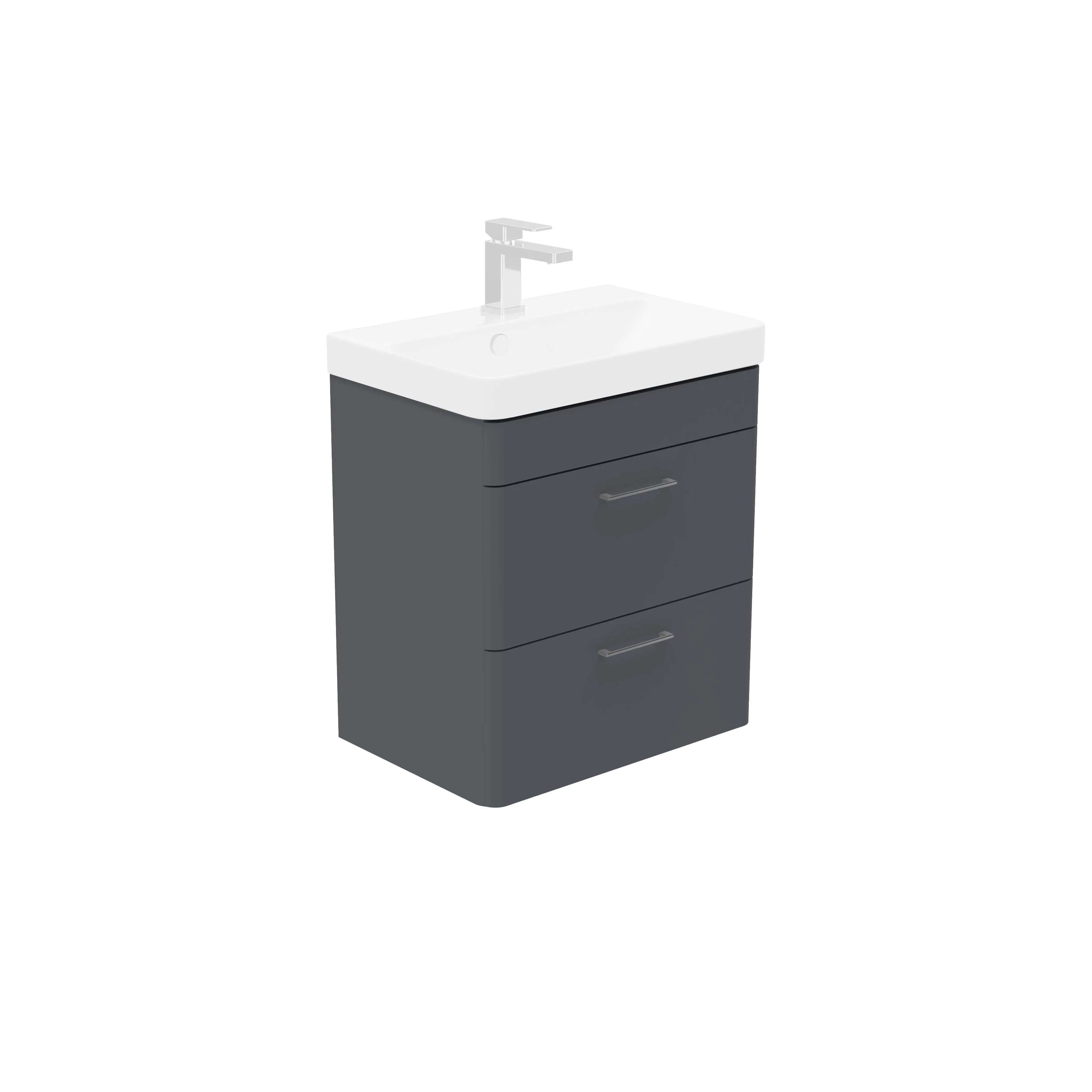 LECICO Layla 55cm Short Projection 2-Drawer Wall Hung Unit - Matt Anthracite
