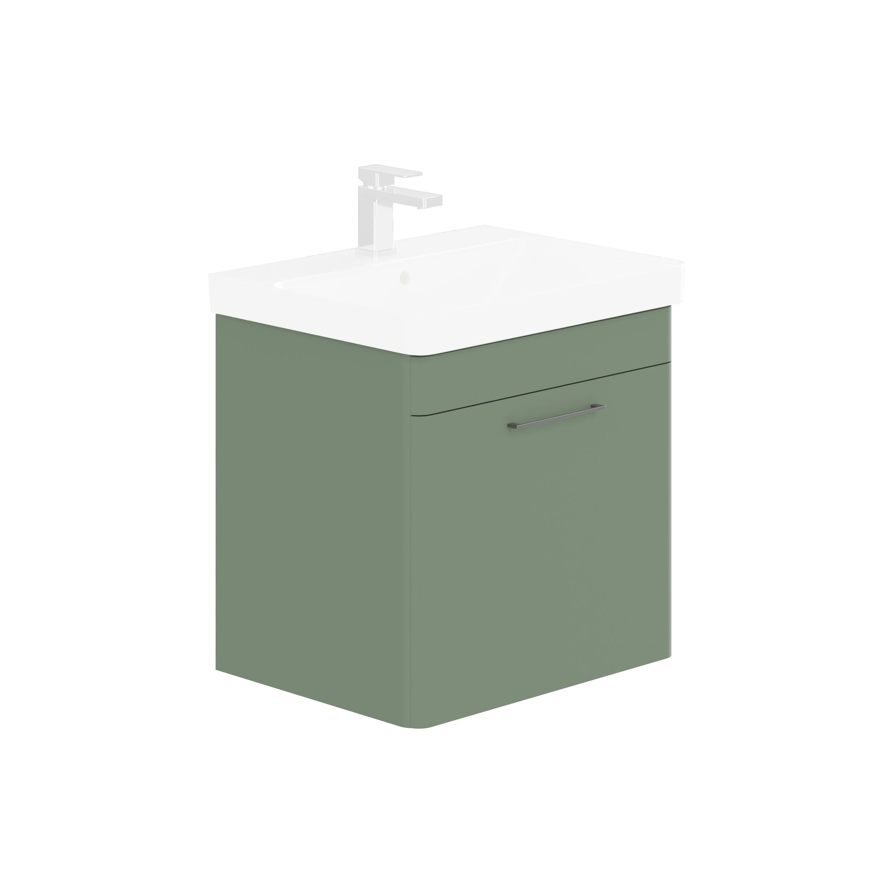 LECICO Layla 60cm Wall Hung 1-Drawer Unit - Matt Green - Image 2