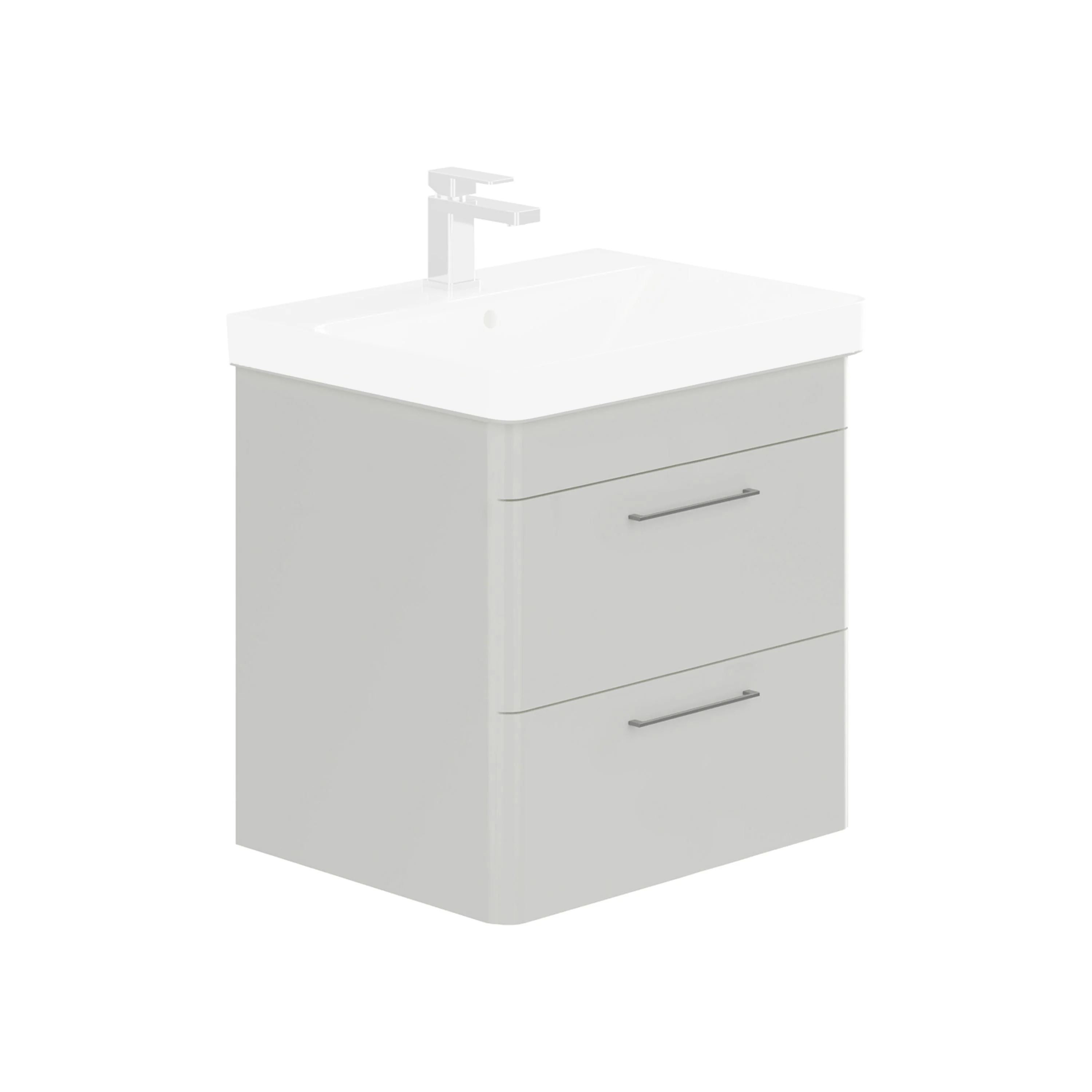 LECICO Layla 60cm Wall Hung 2-Drawer Unit - Gloss White